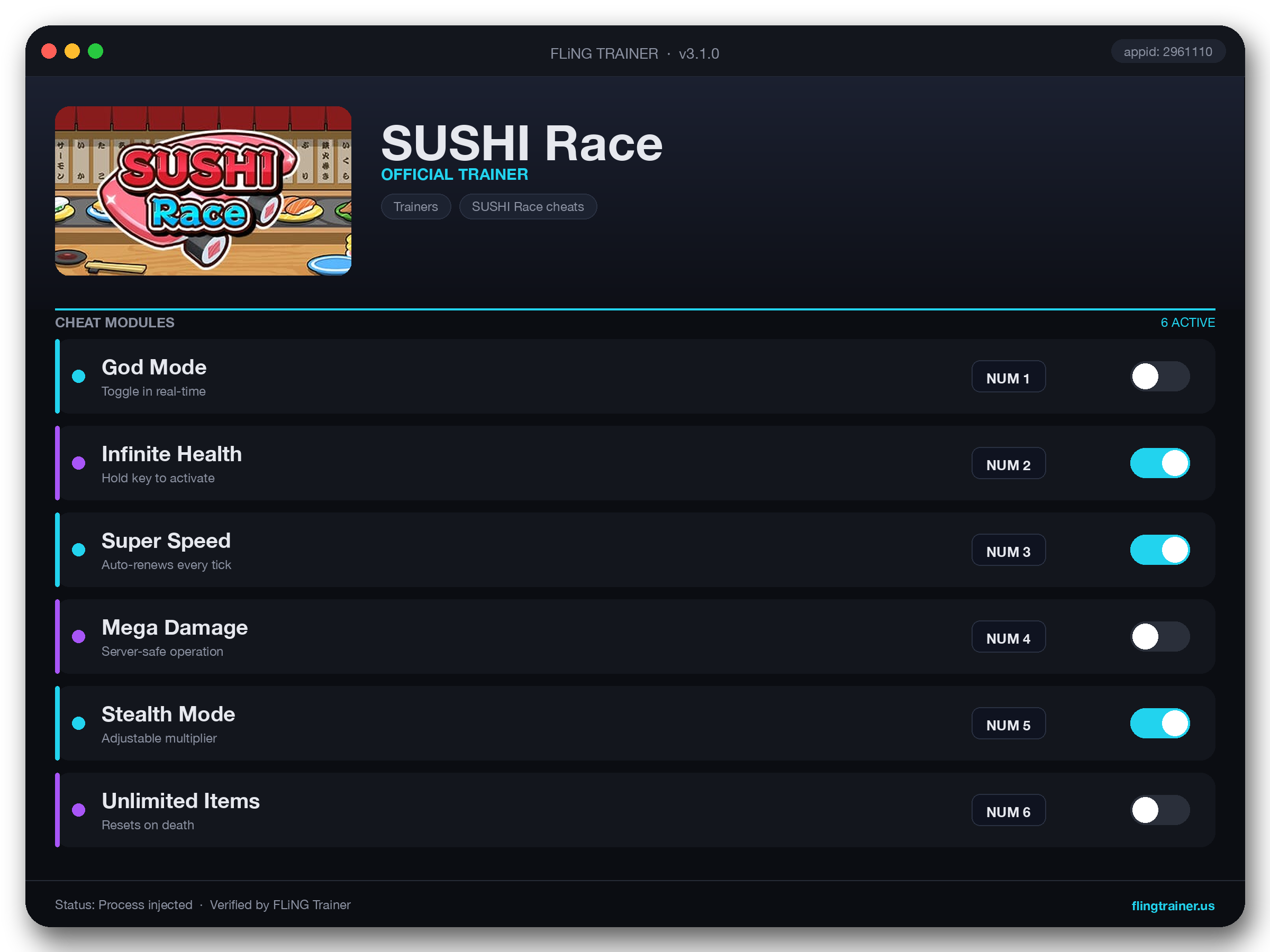 SUSHI Race Trainer interface