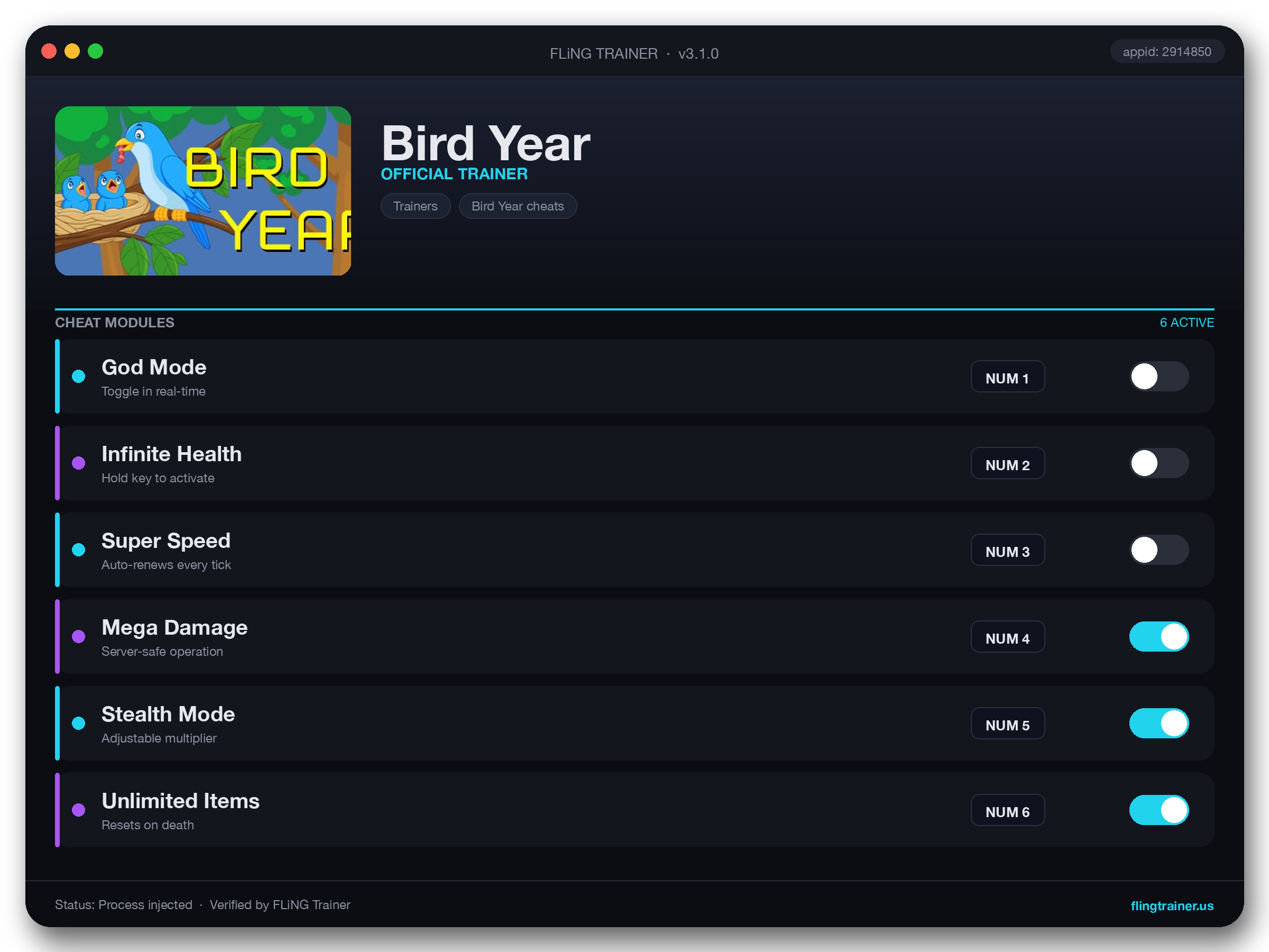Bird Year Trainer interface