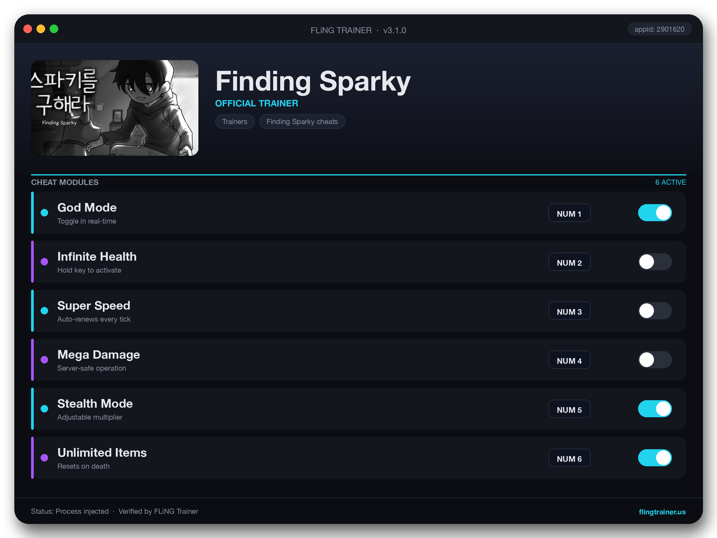 Finding Sparky Trainer interface