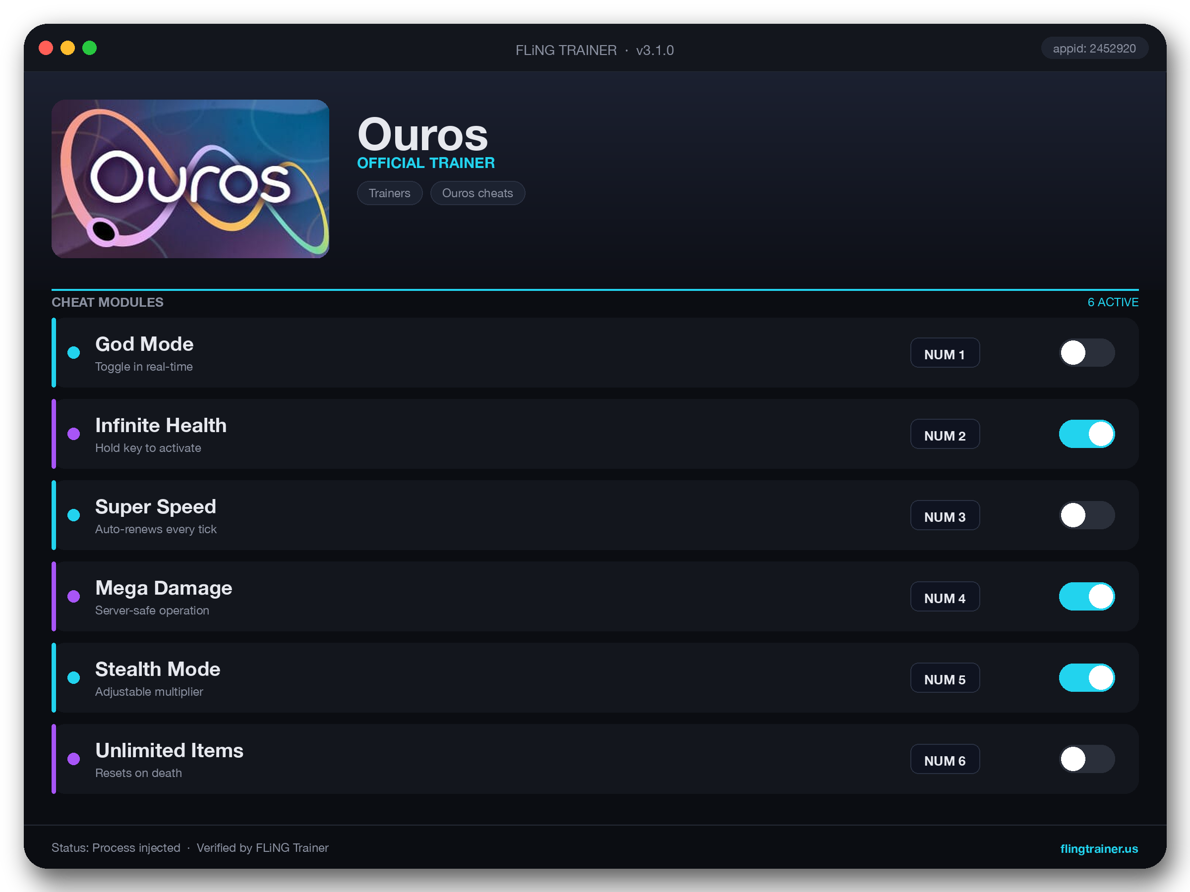 Ouros Trainer interface