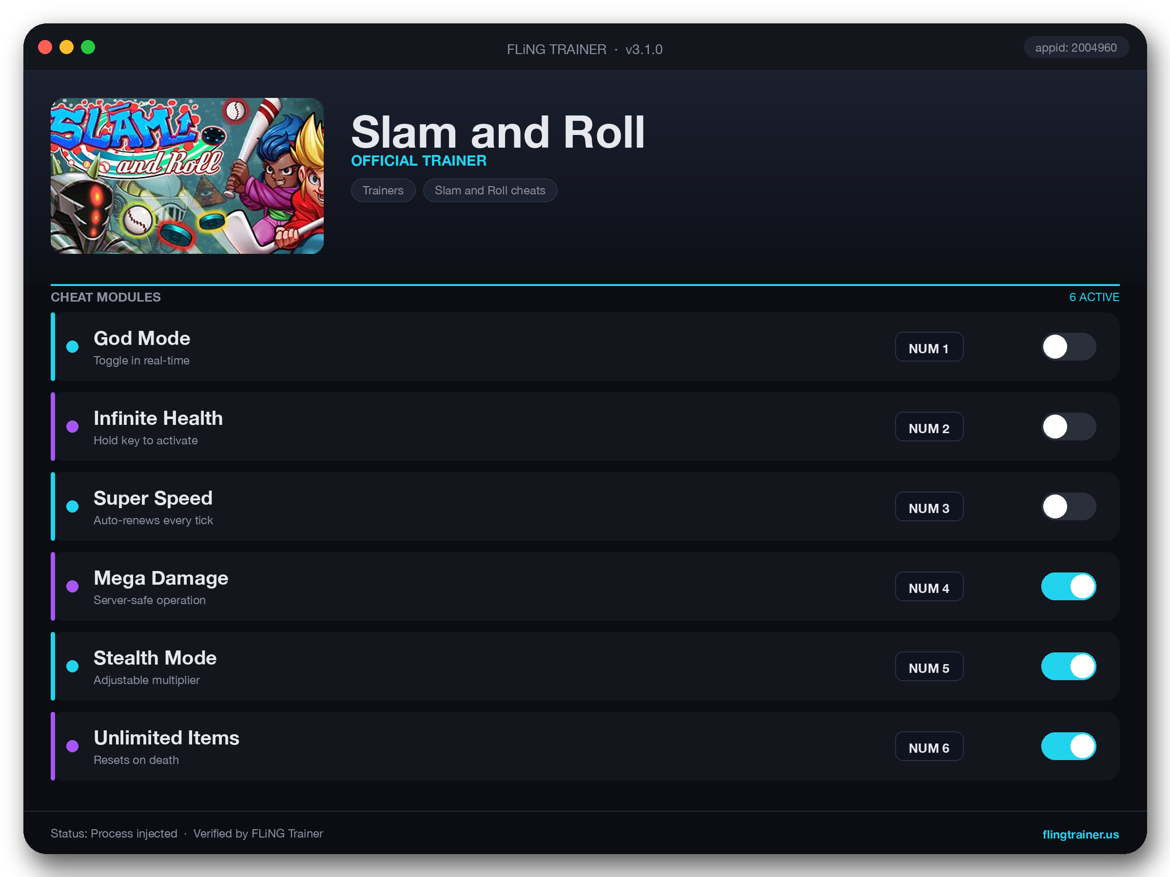 Slam and Roll Trainer interface