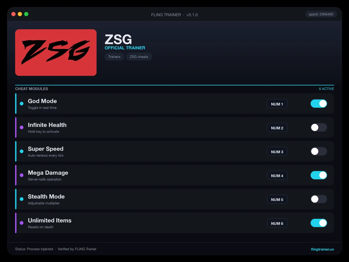 ZSG Trainer interface