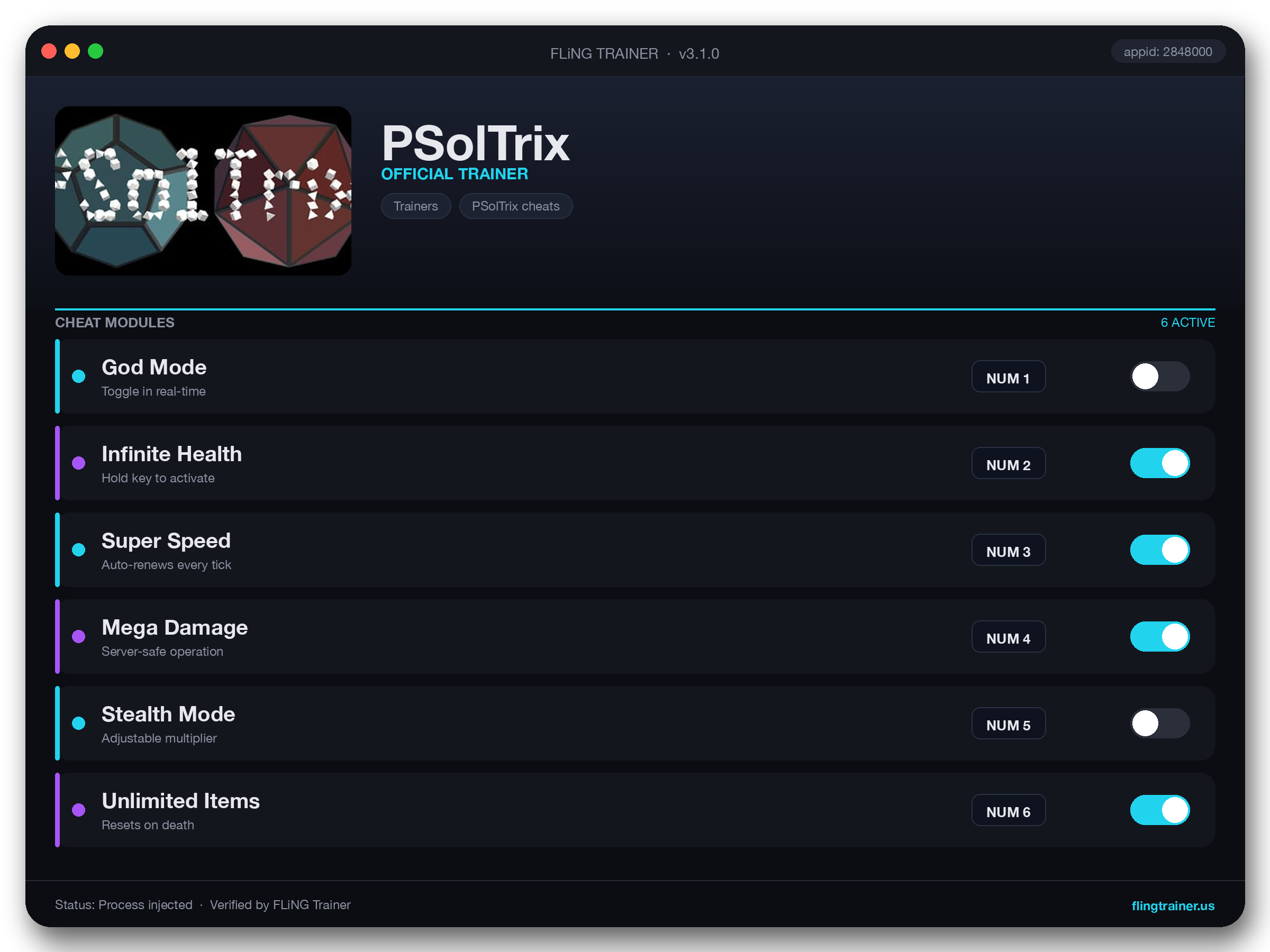 PSolTrix Trainer interface