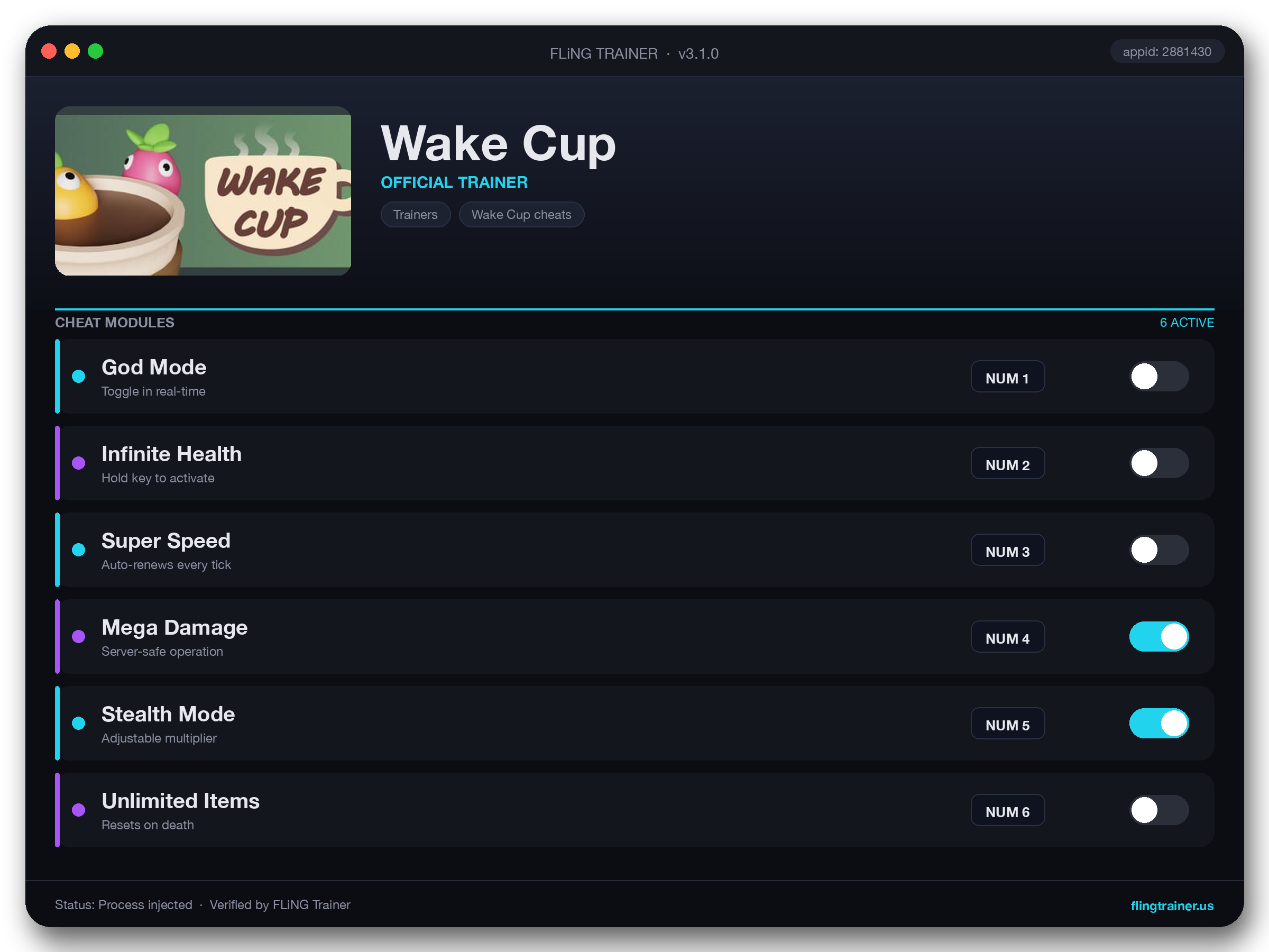 Wake Cup Trainer interface