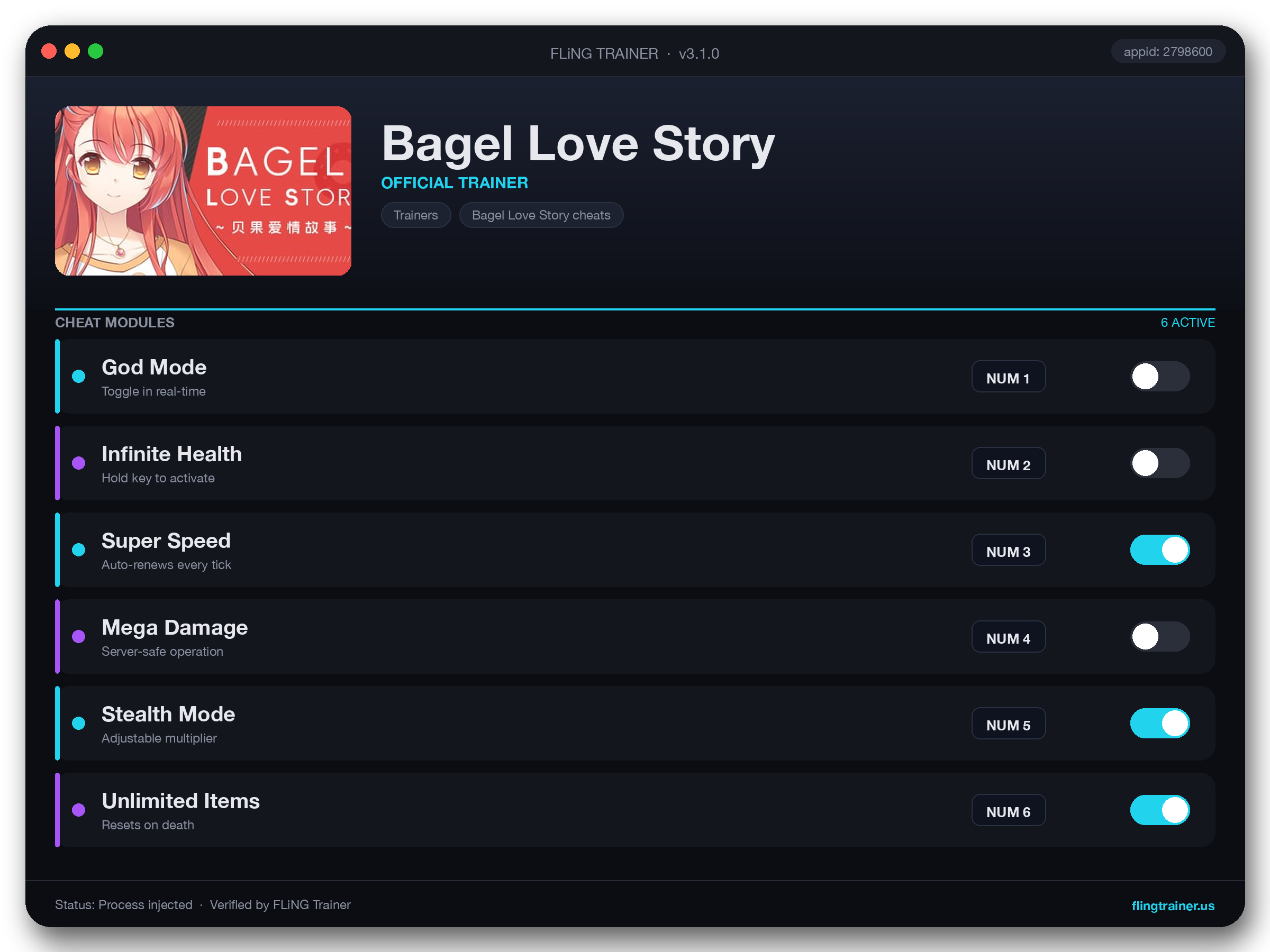 Bagel Love Story Trainer interface