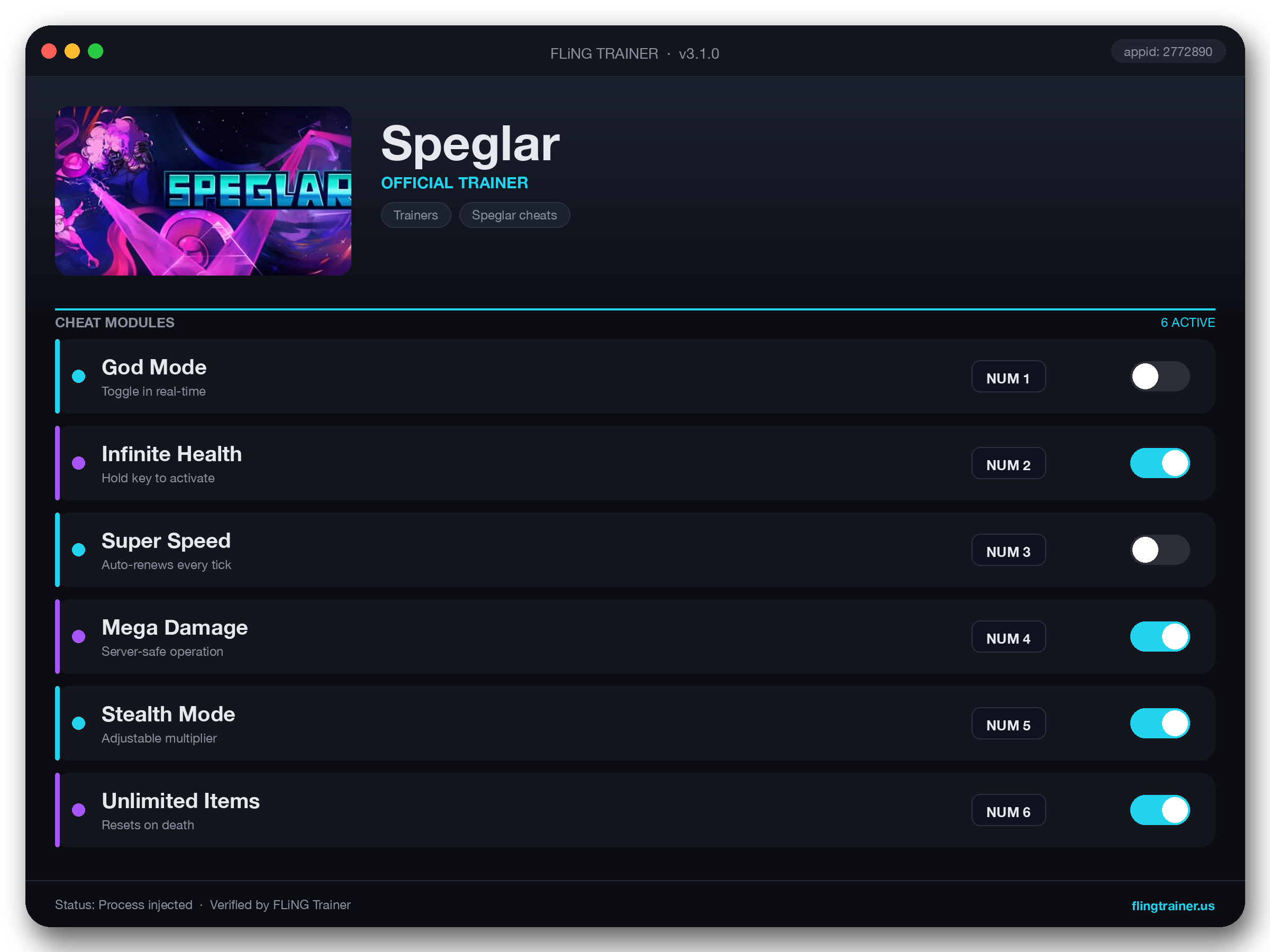 Speglar Trainer interface