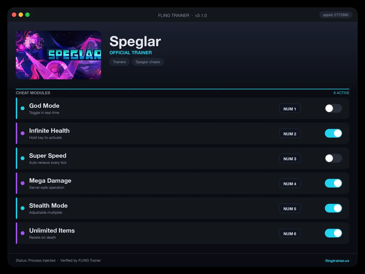 Speglar Trainer interface
