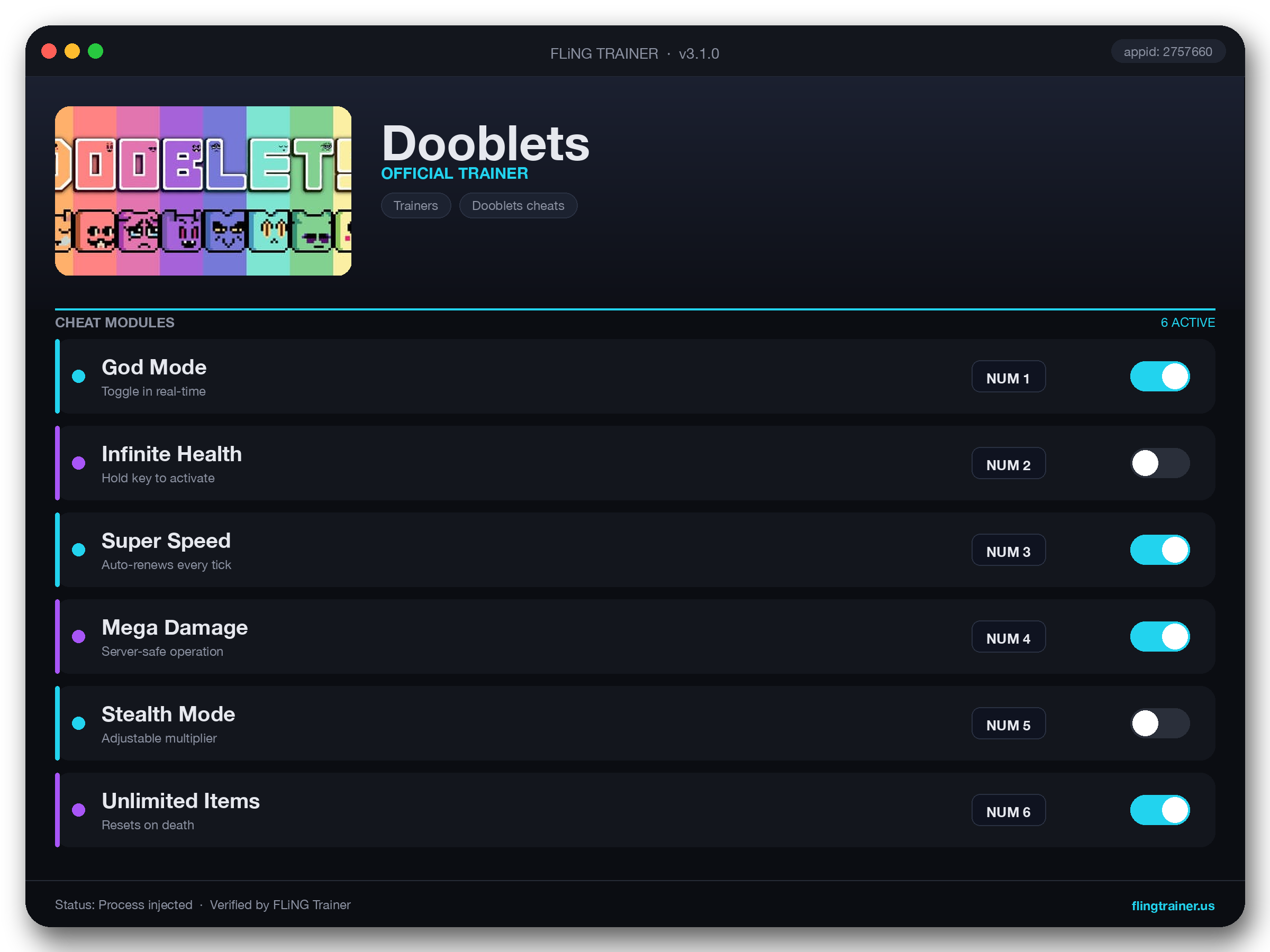 Dooblets Trainer interface