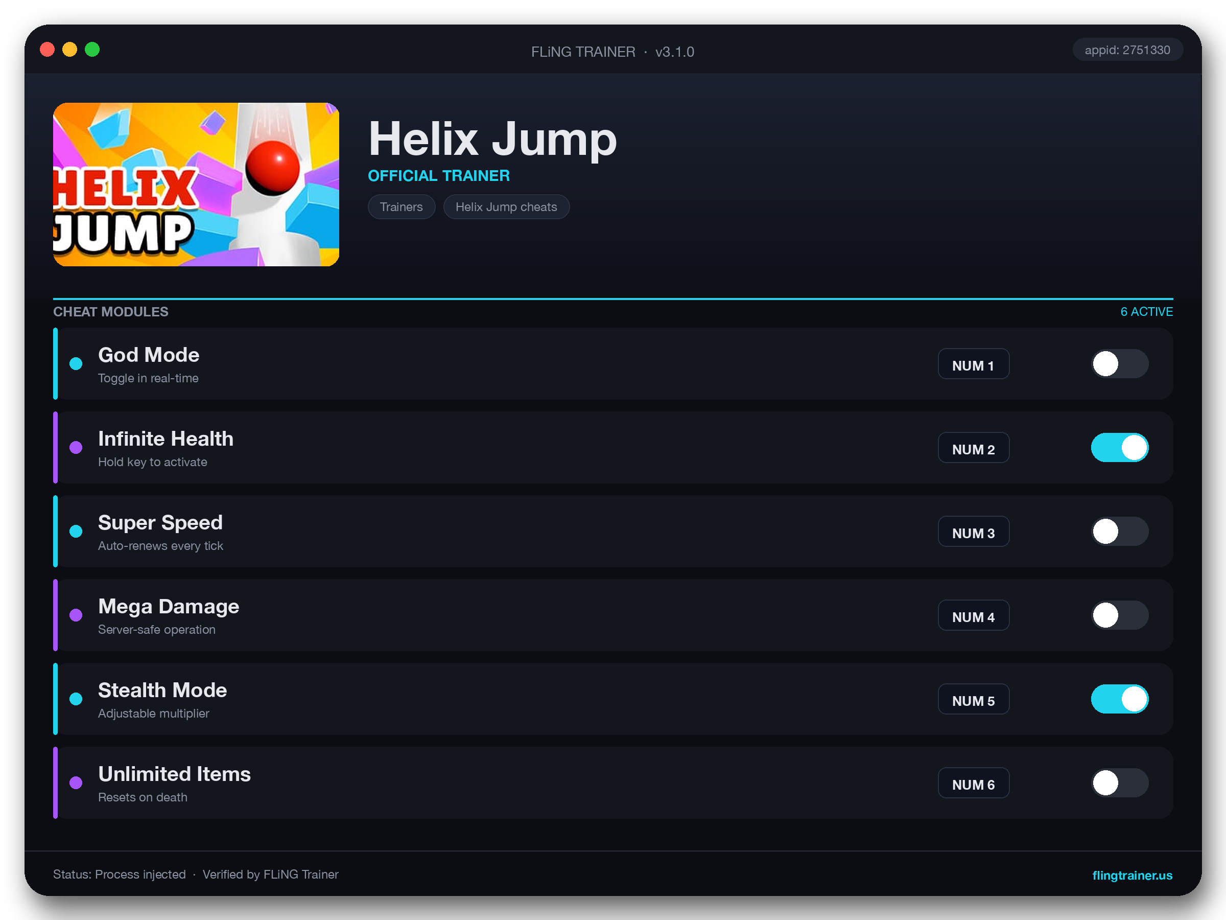 Helix Jump Trainer interface