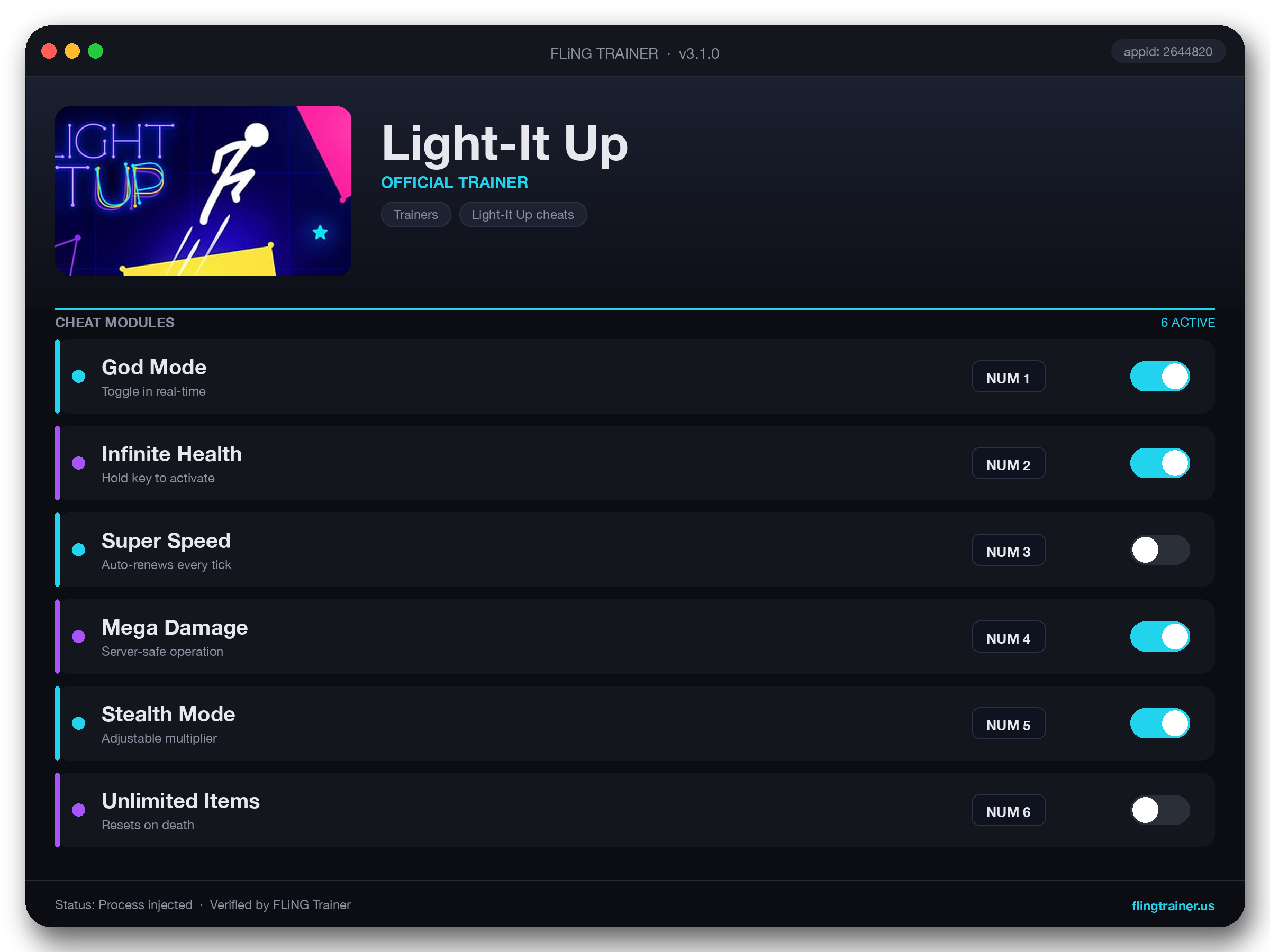 Light-It Up Trainer interface