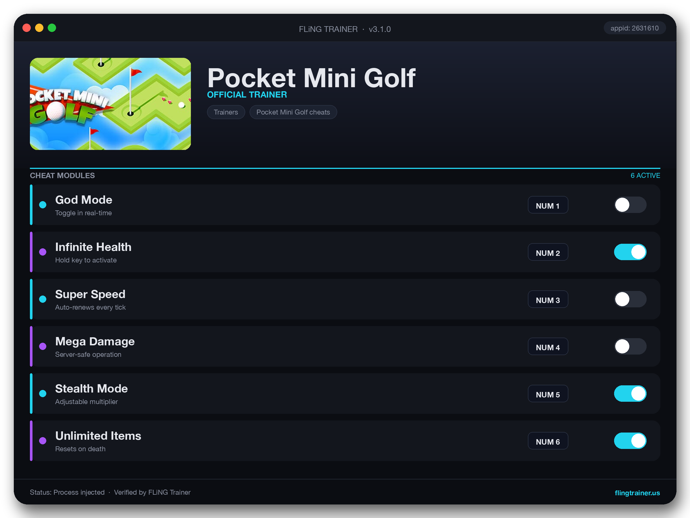 Pocket Mini Golf Trainer interface