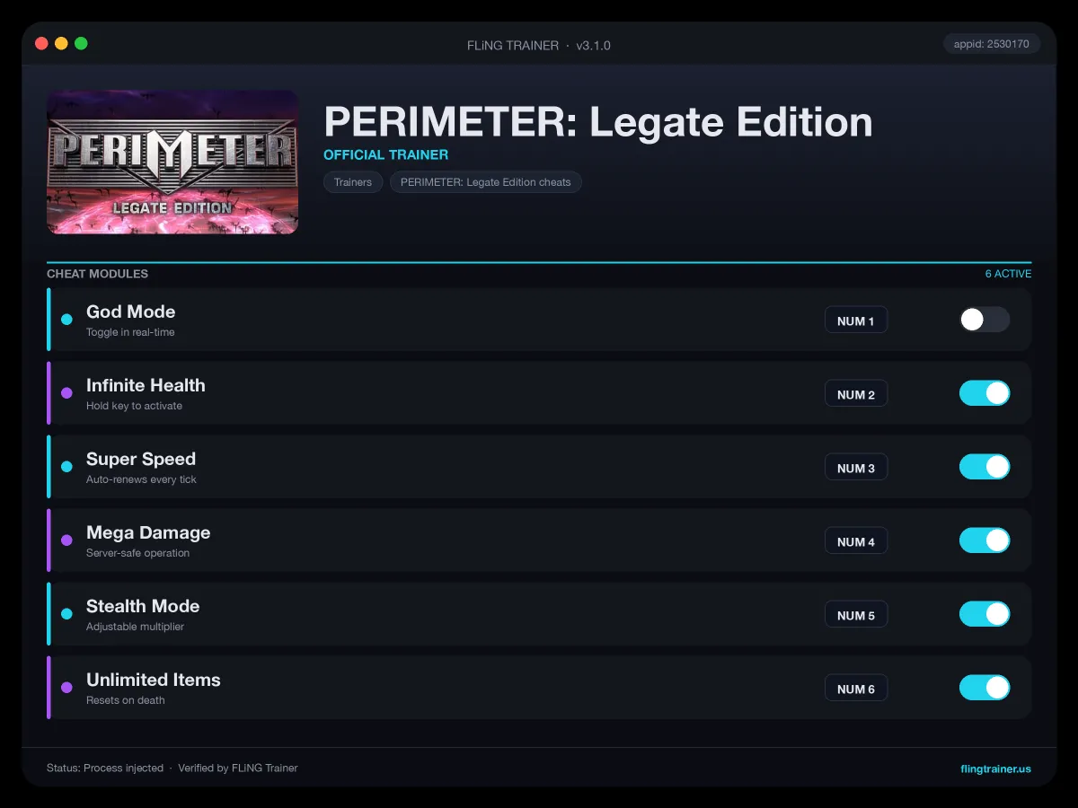 PERIMETER: Legate Edition Trainer interface