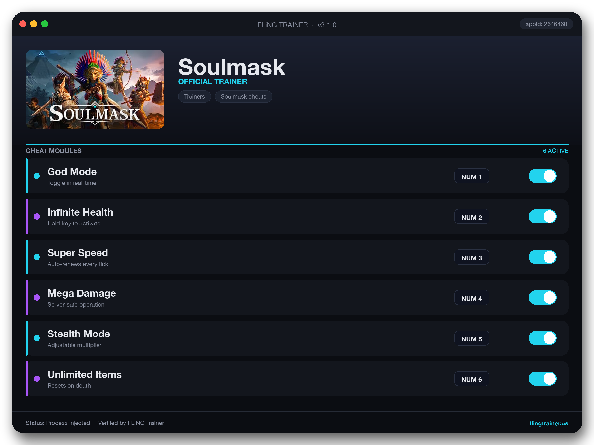 Soulmask Trainer interface