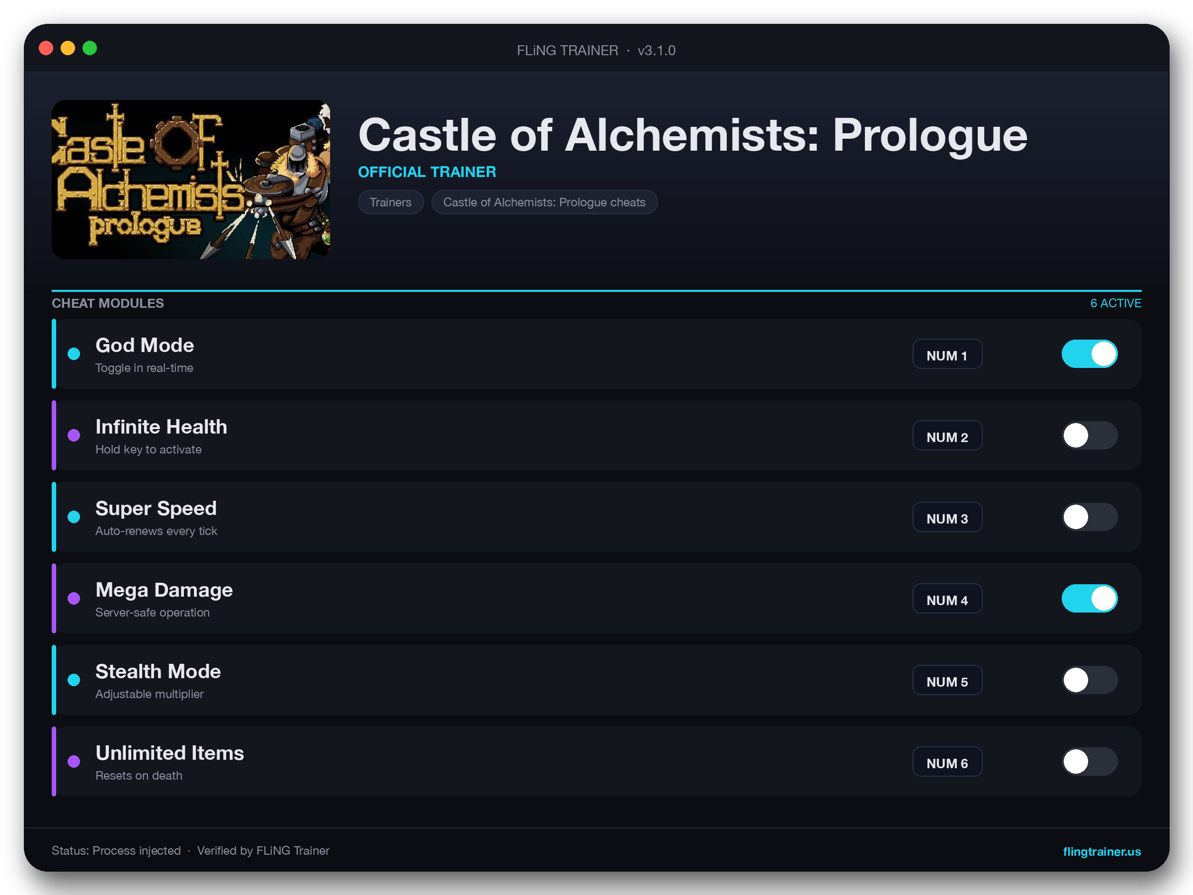 Castle of Alchemists: Prologue Trainer interface