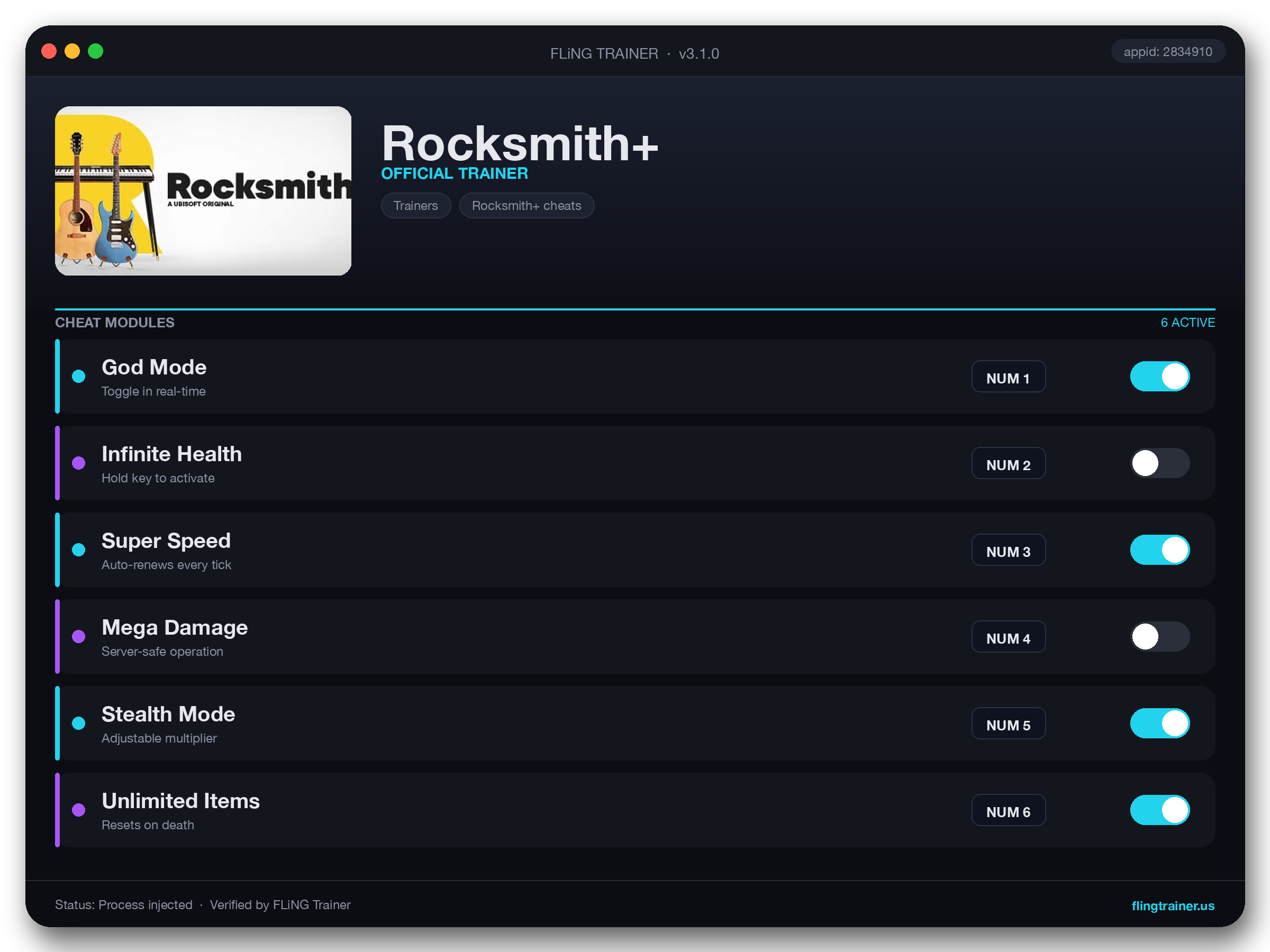 Rocksmith+ Trainer interface