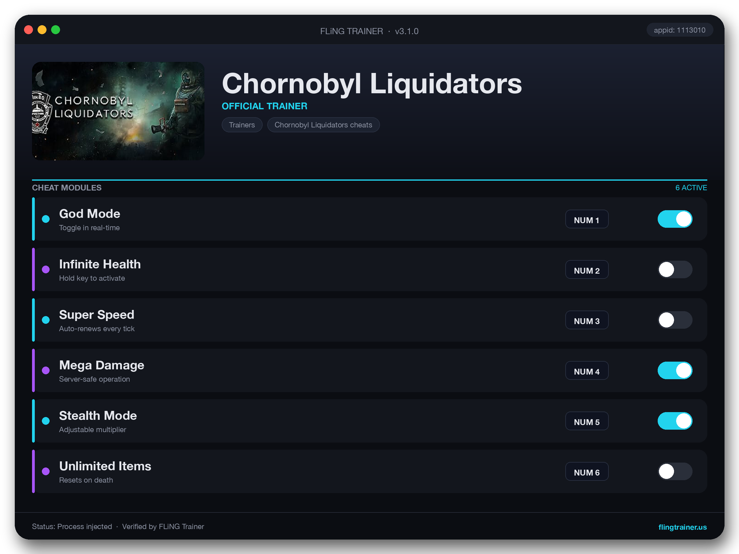 Chornobyl Liquidators Trainer interface