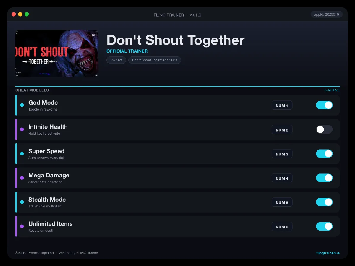 Don't Shout Together Trainer interface
