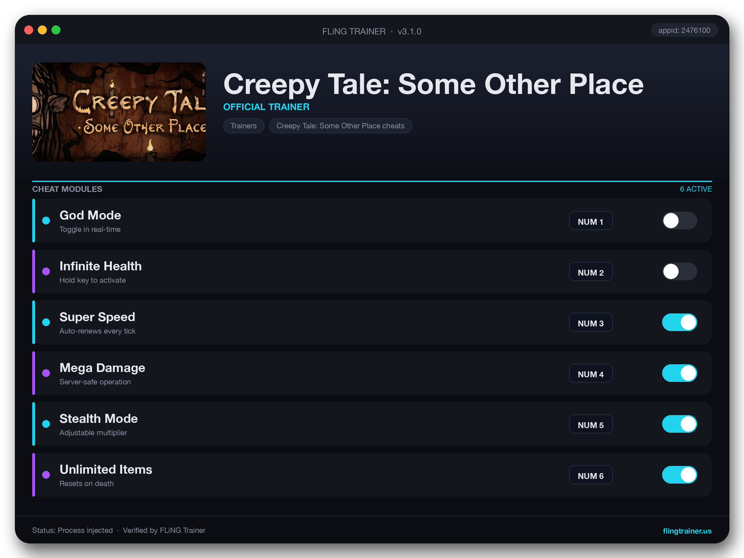 Creepy Tale: Some Other Place Trainer interface