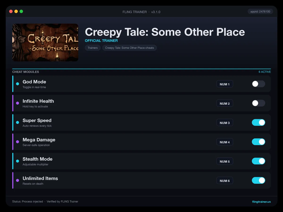 Creepy Tale: Some Other Place Trainer interface
