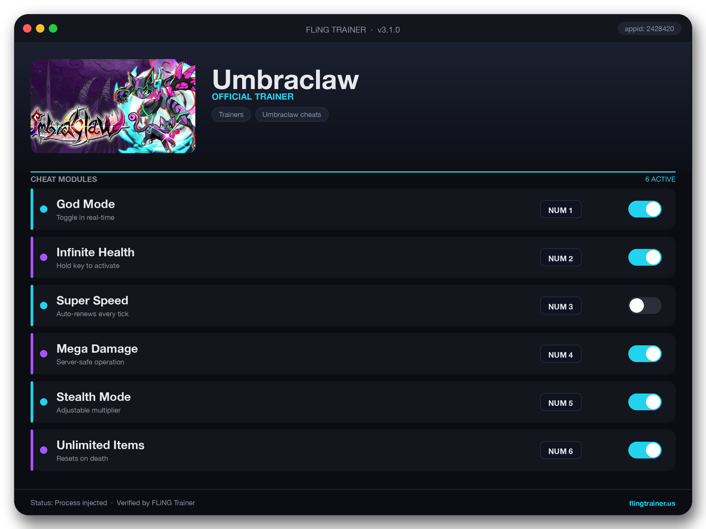 Umbraclaw Trainer interface