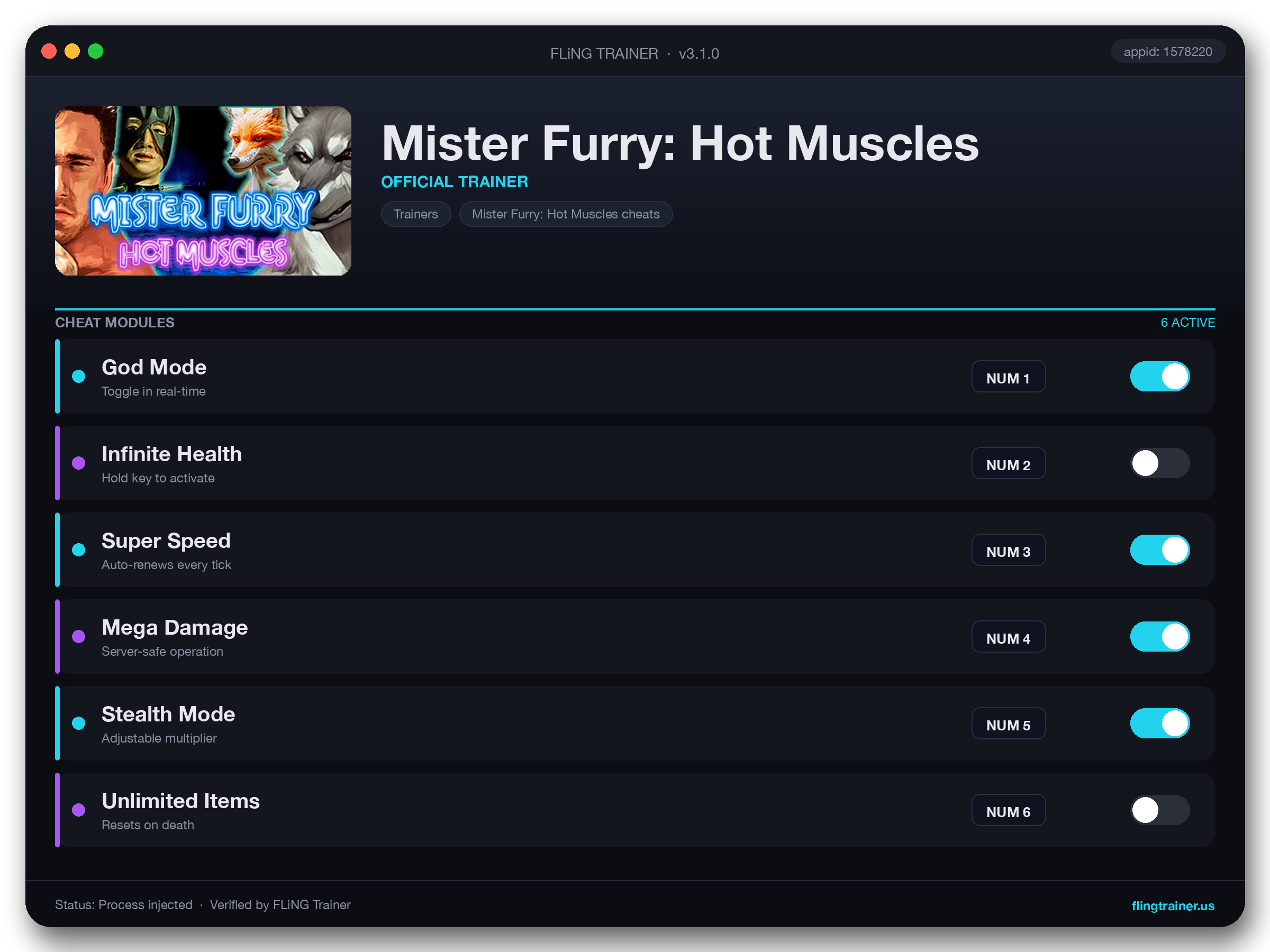 Mister Furry: Hot Muscles Trainer interface