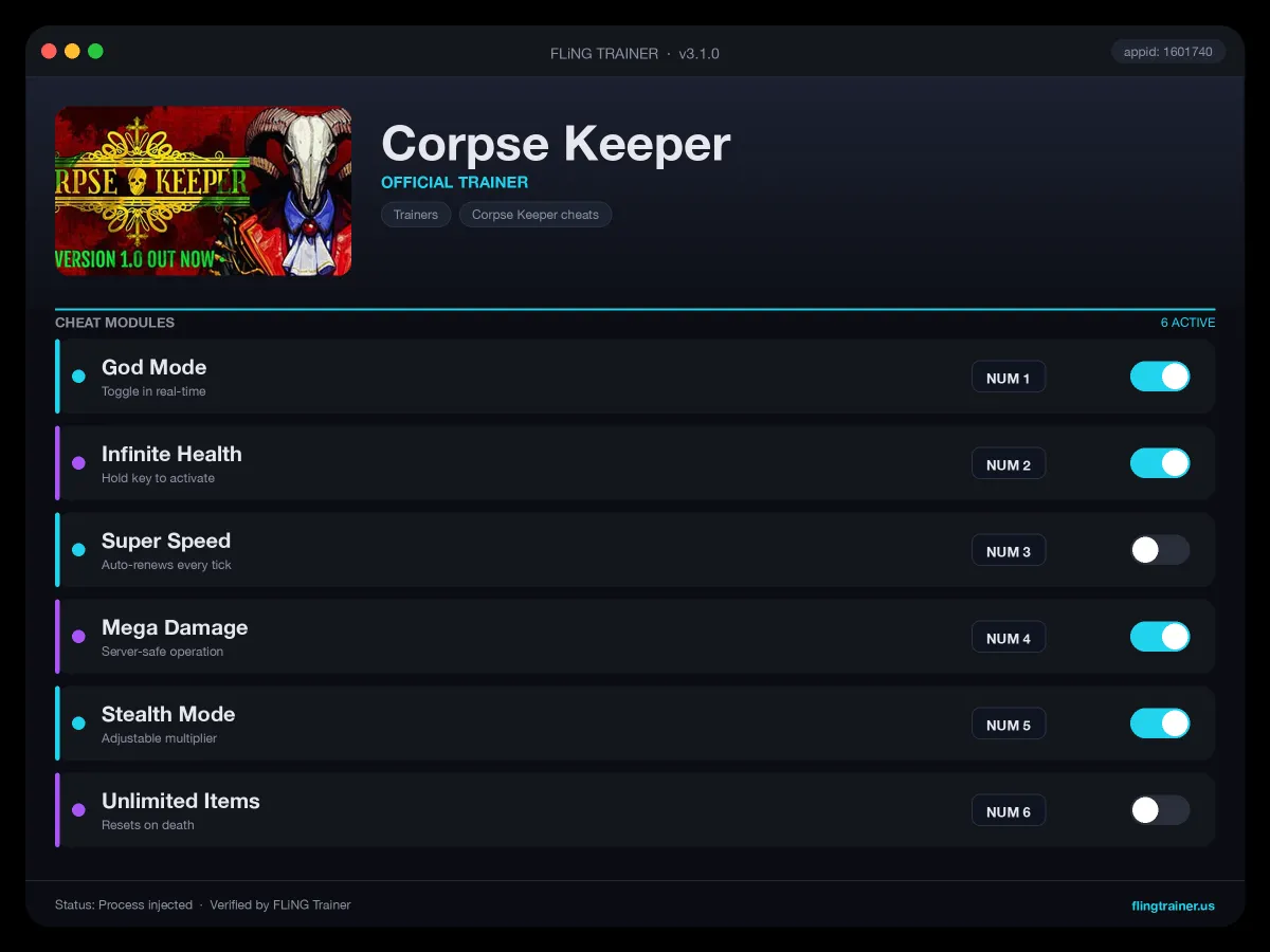 Corpse Keeper Trainer interface