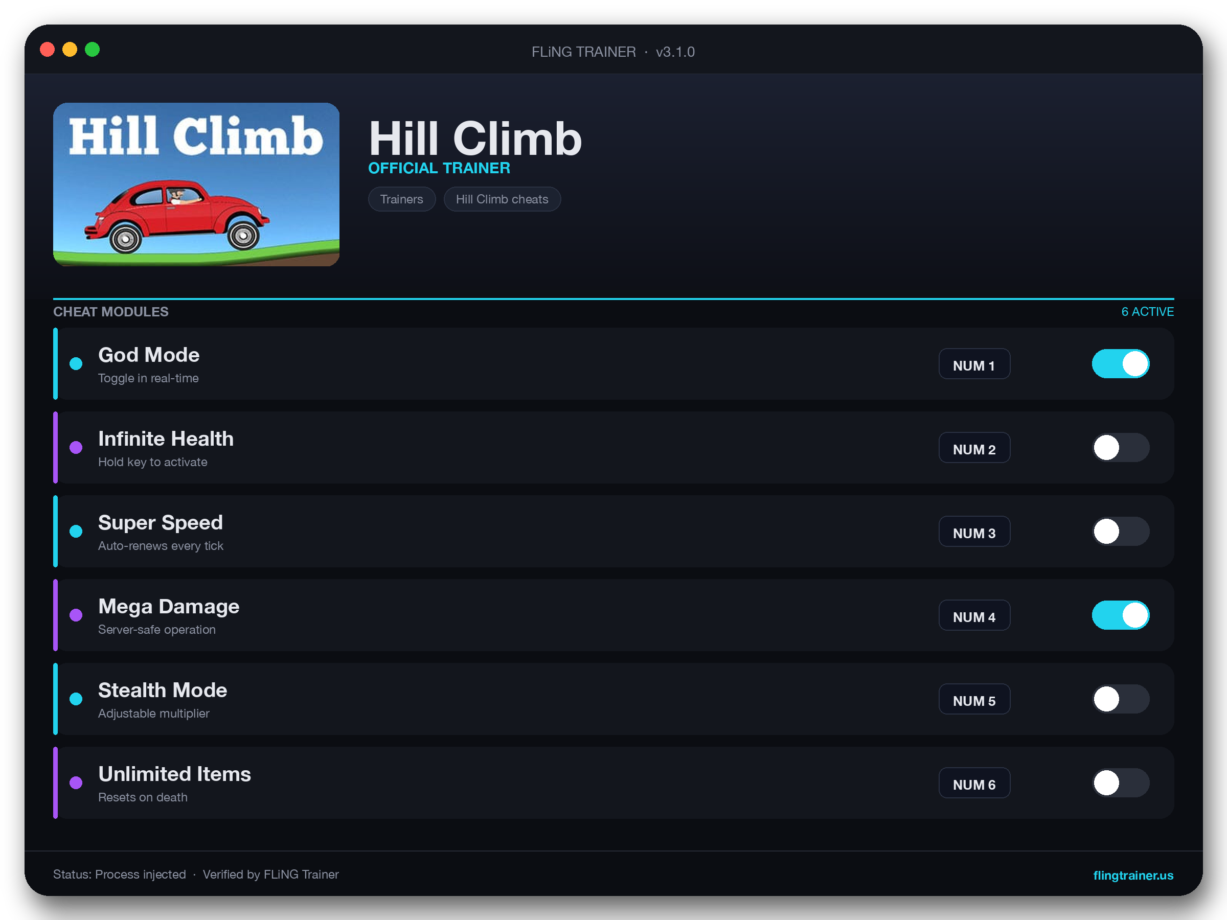 Hill Climb Trainer interface