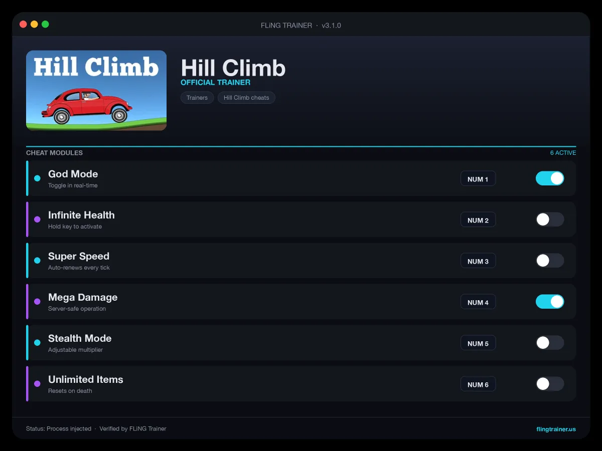 Hill Climb Trainer interface