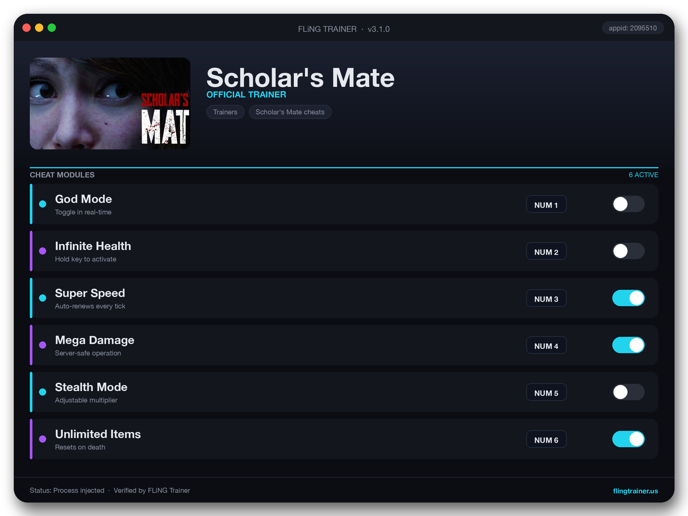 Scholar's Mate Trainer interface