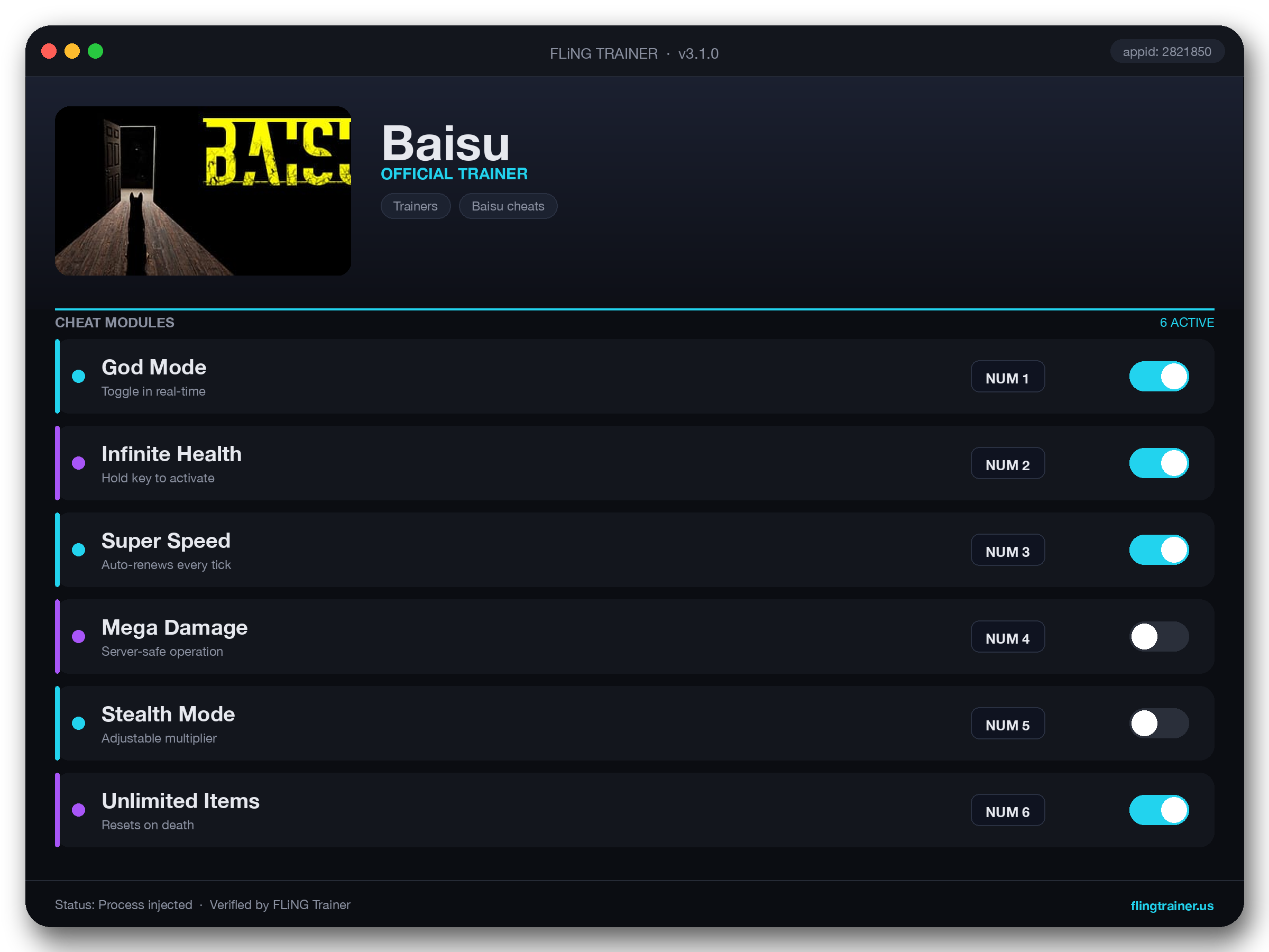 Baisu Trainer interface