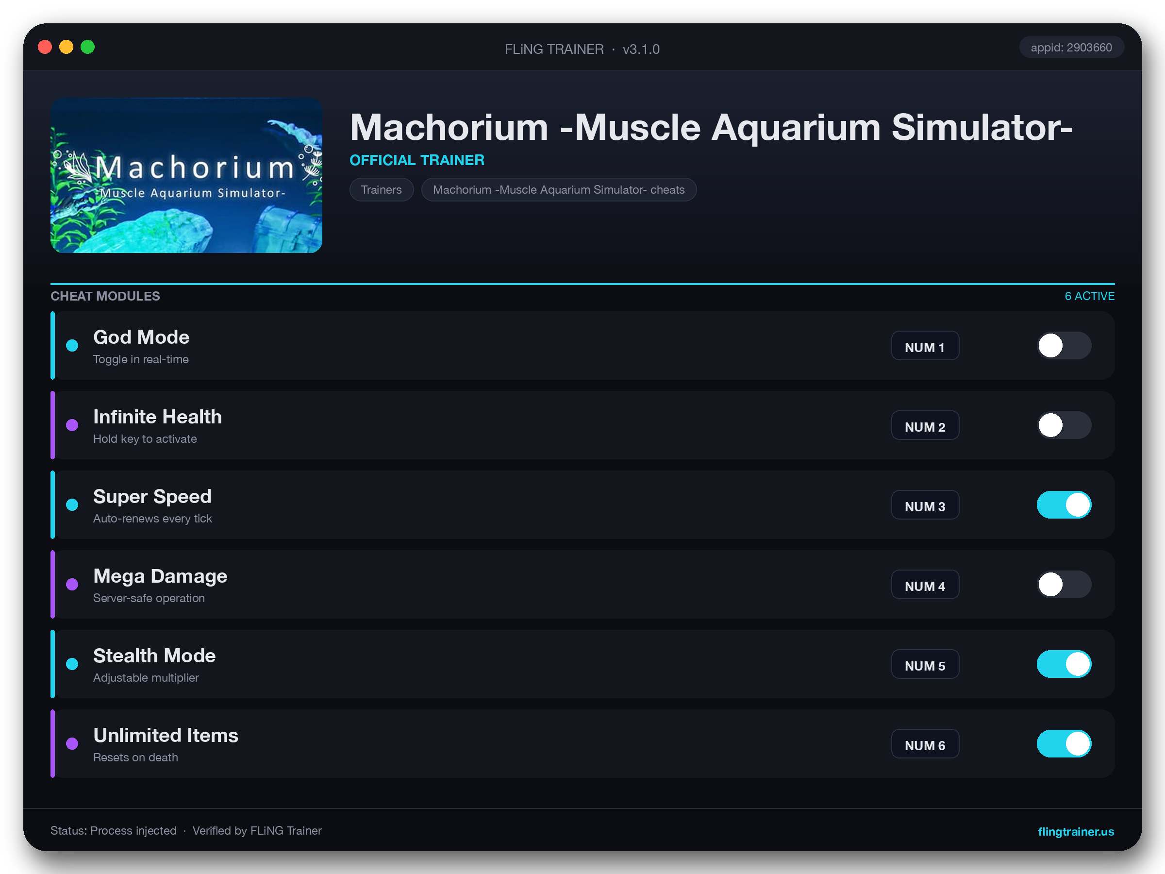Machorium -Muscle Aquarium Simulator- Trainer interface