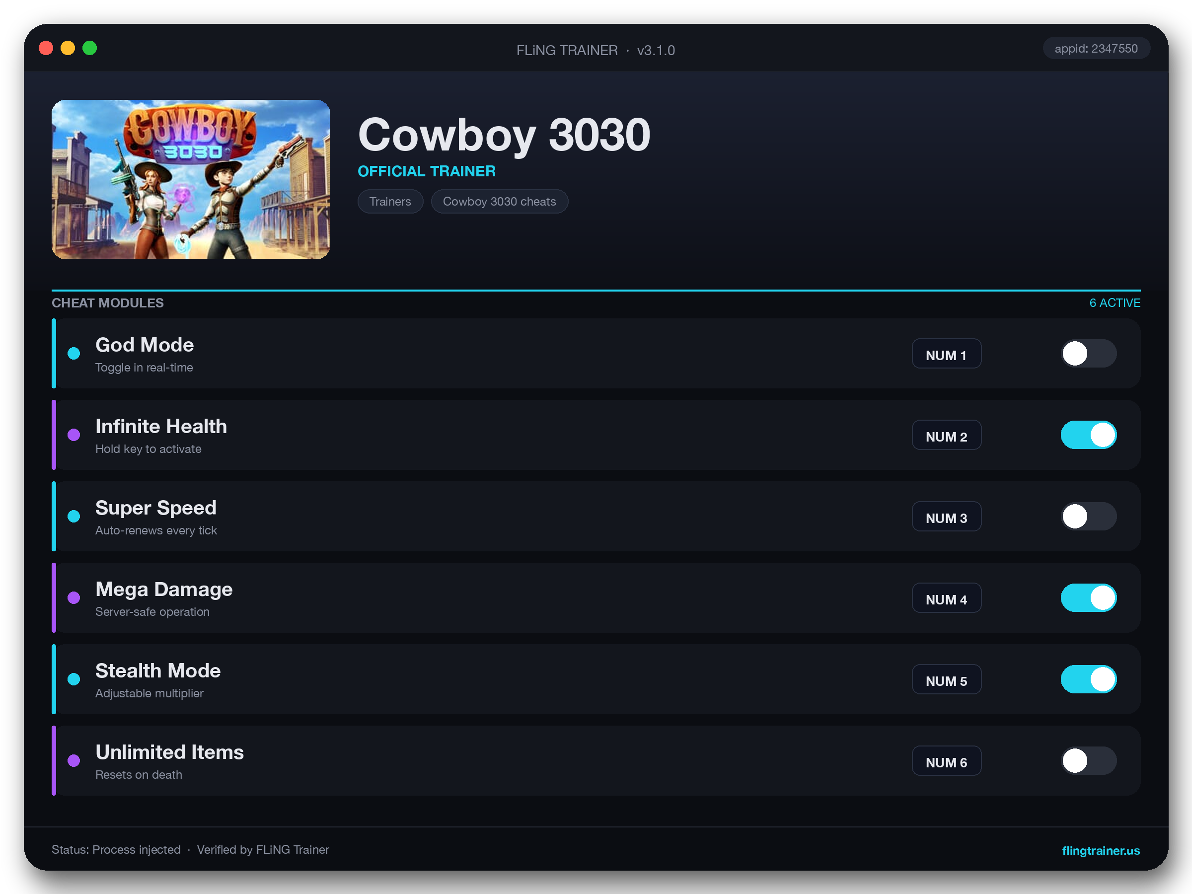 Cowboy 3030 Trainer interface