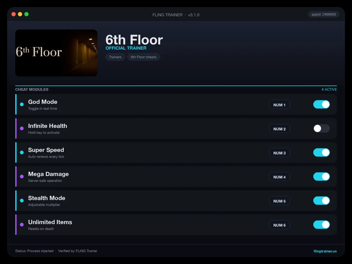 6th Floor Trainer interface