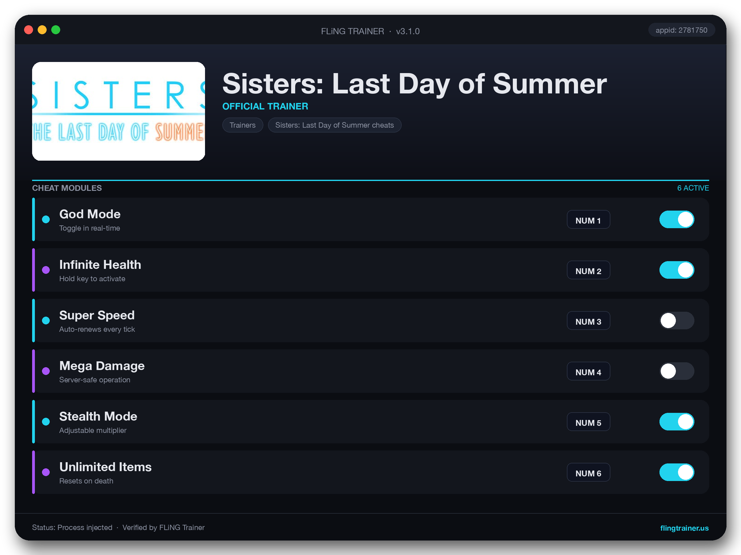 Sisters: Last Day of Summer Trainer interface