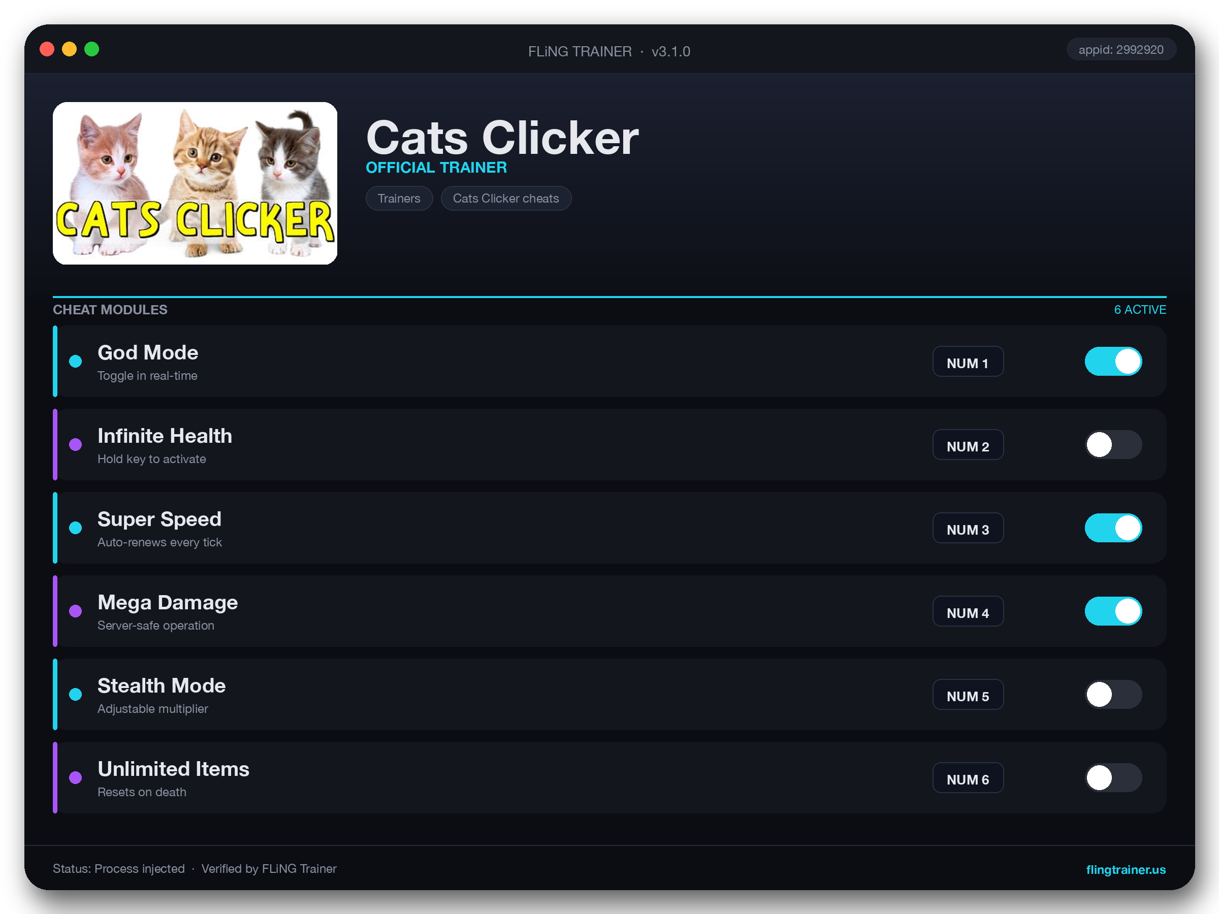 Cats Clicker Trainer interface