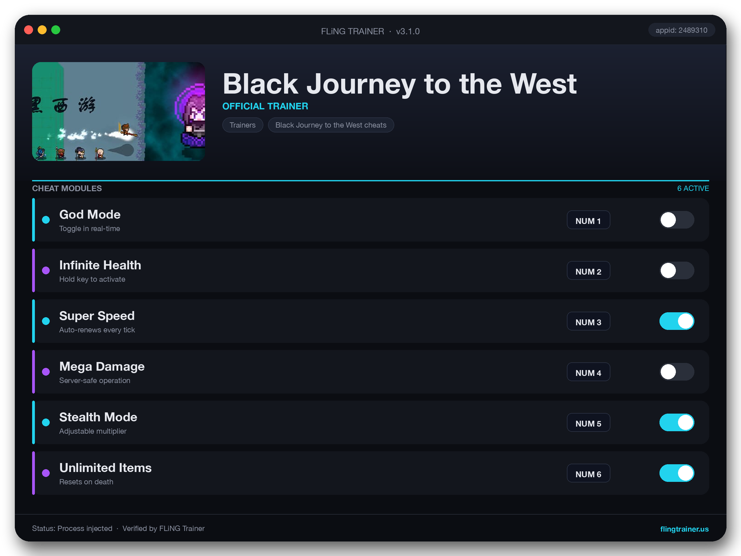 Black Journey to the West Trainer interface