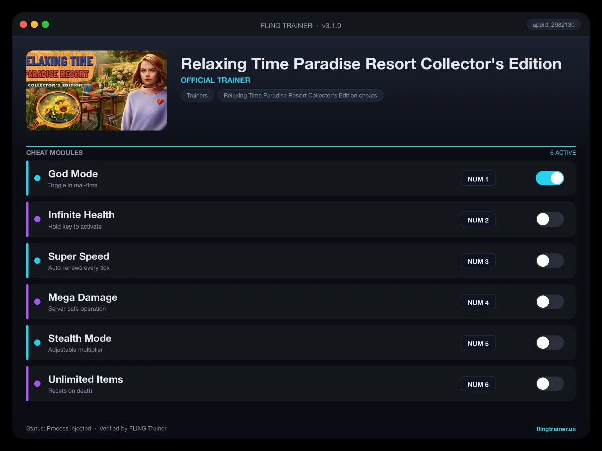 Relaxing Time Paradise Resort Collector's Edition Trainer interface