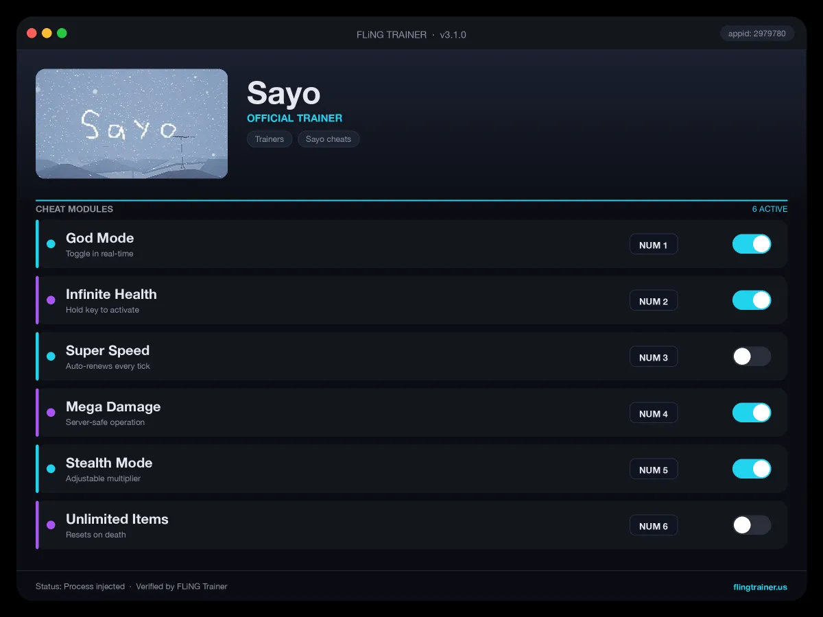 Sayo Trainer interface
