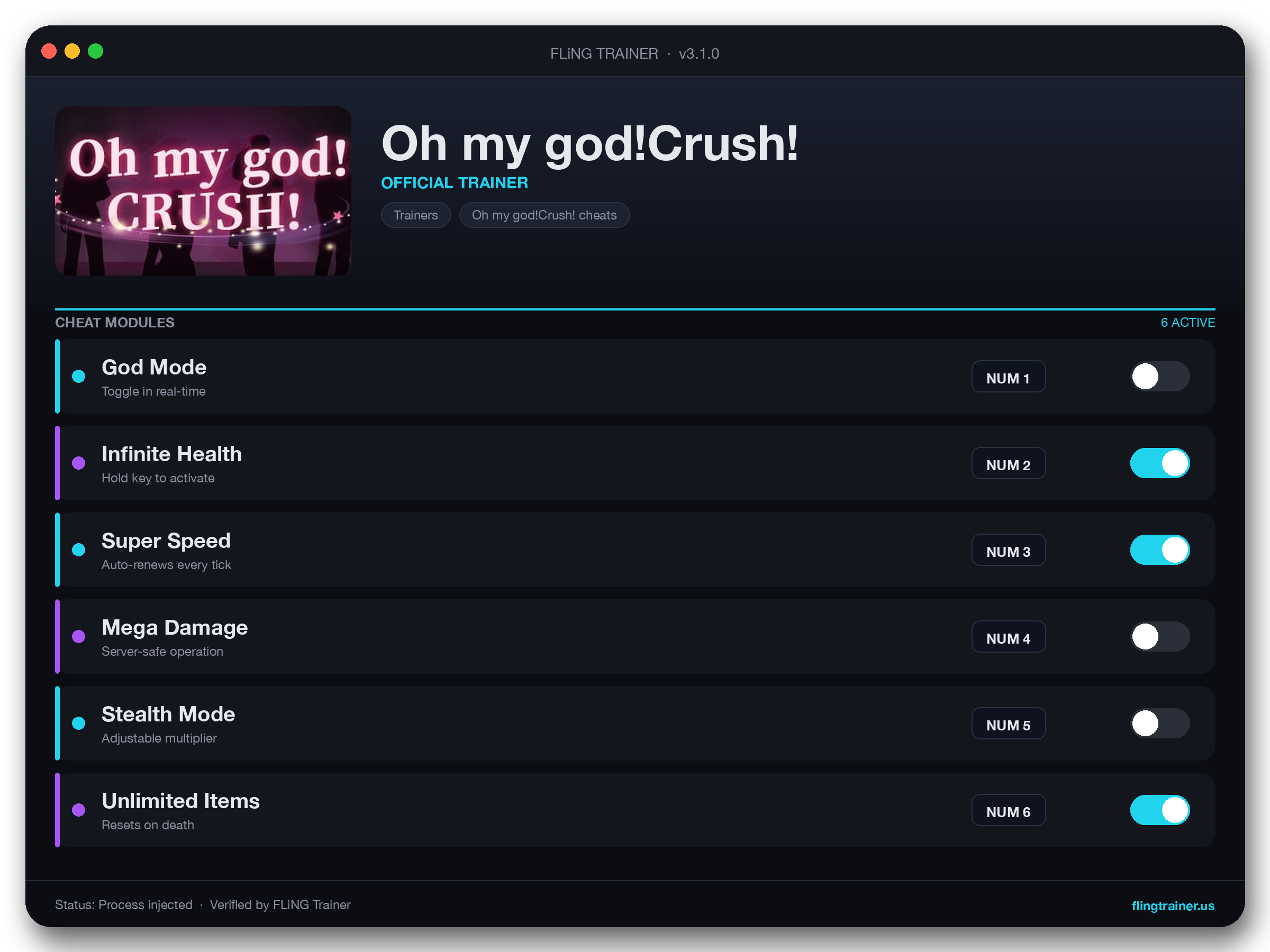 Oh my god!Crush! Trainer interface