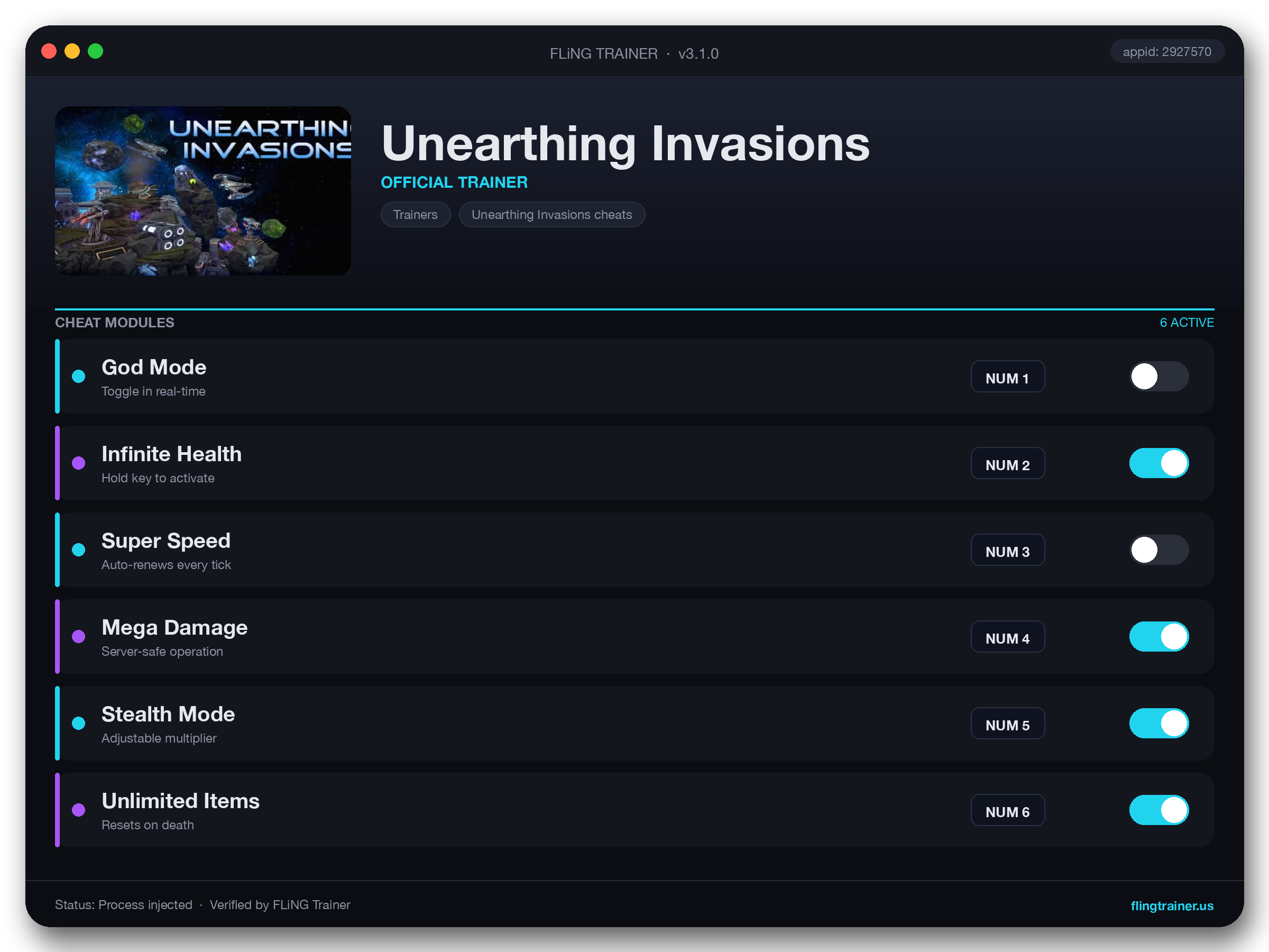 Unearthing Invasions Trainer interface
