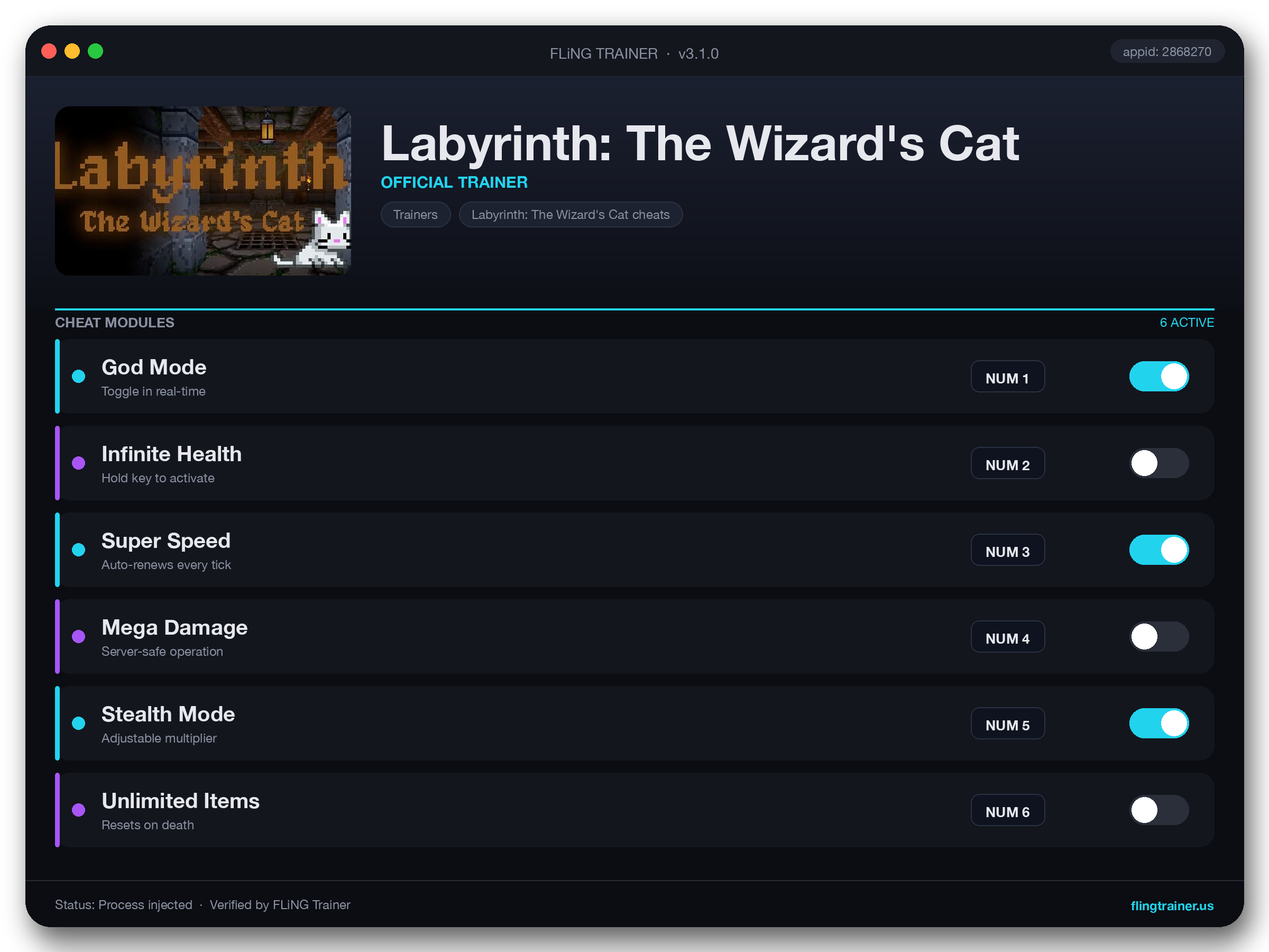 Labyrinth: The Wizard's Cat Trainer interface