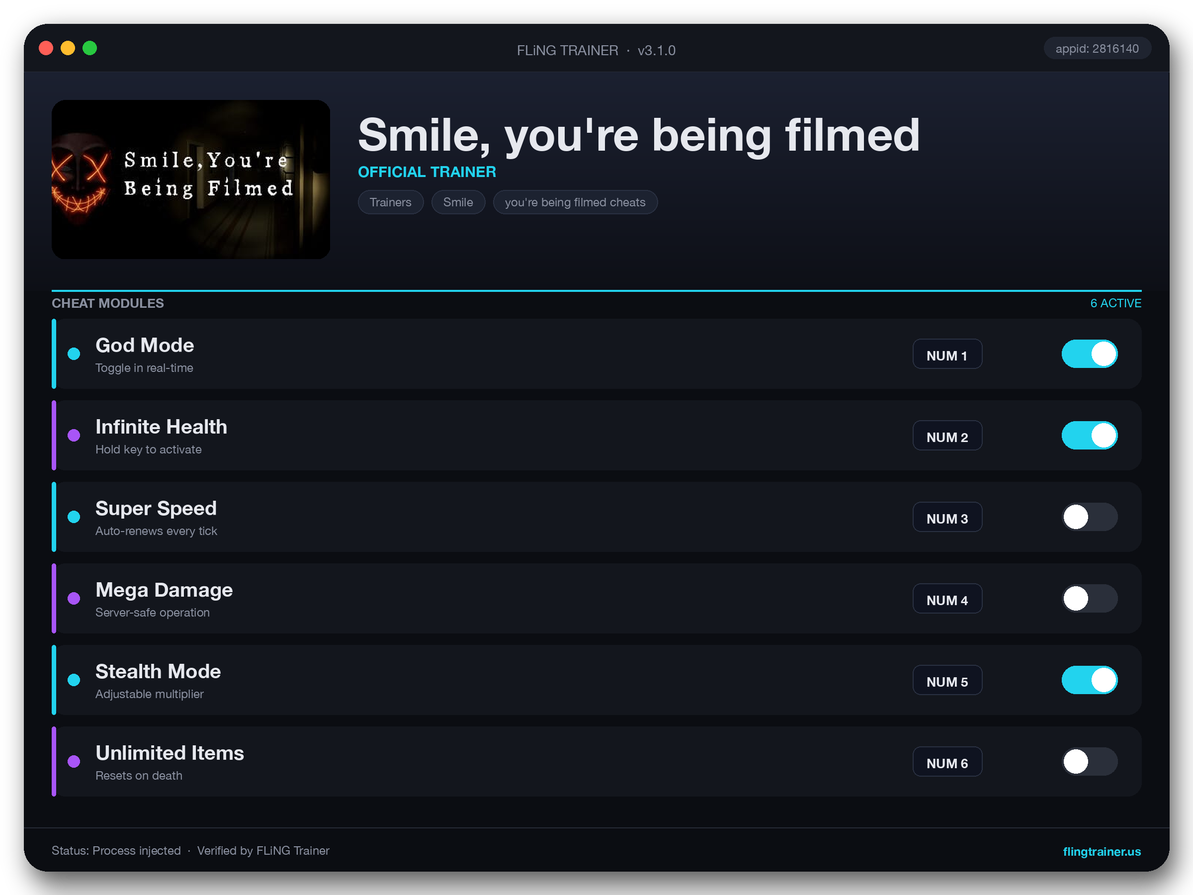 Smile, you're being filmed Trainer interface