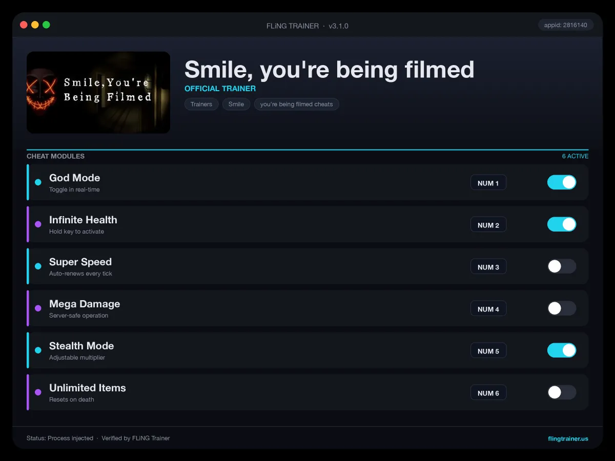 Smile, you're being filmed Trainer interface