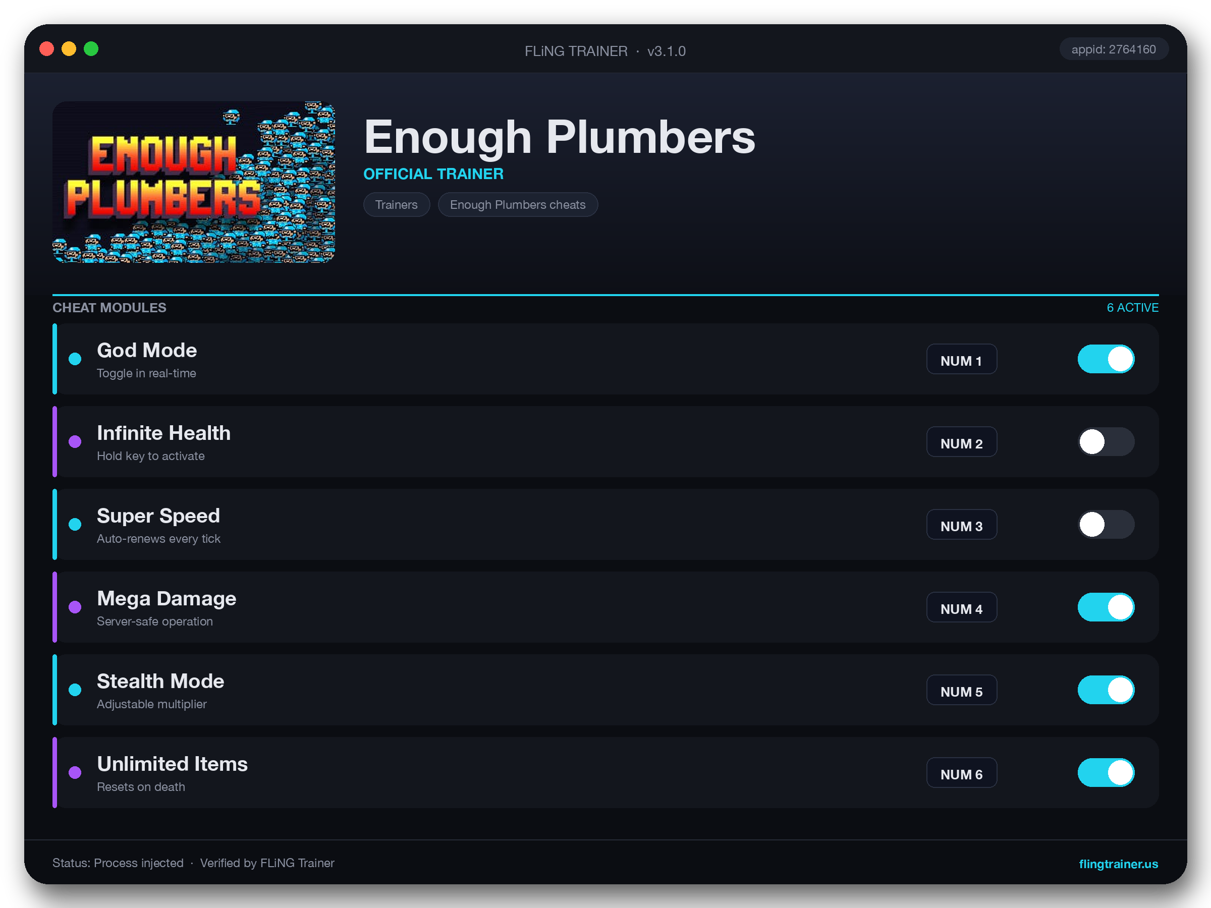 Enough Plumbers Trainer interface