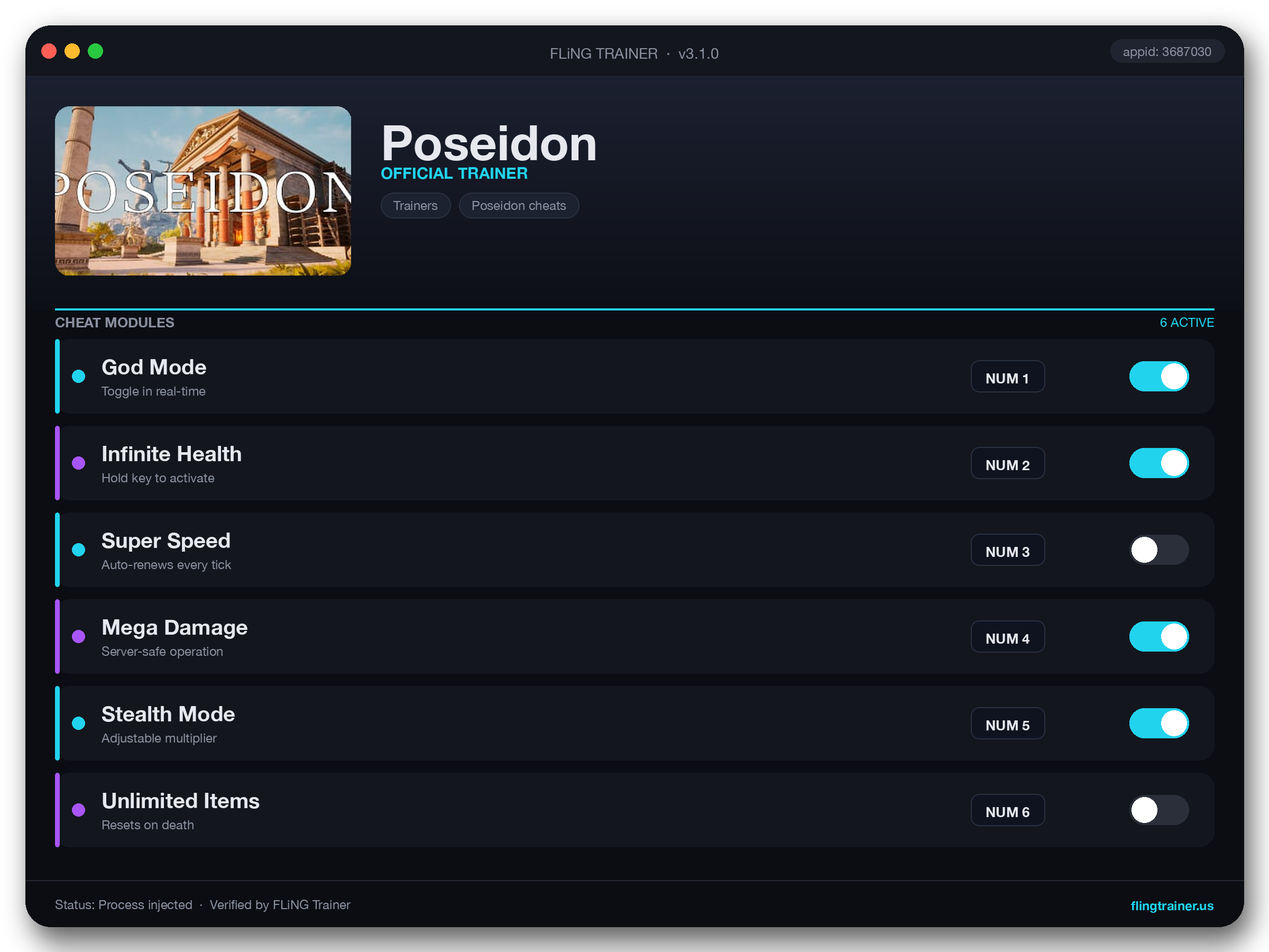 Poseidon Trainer interface