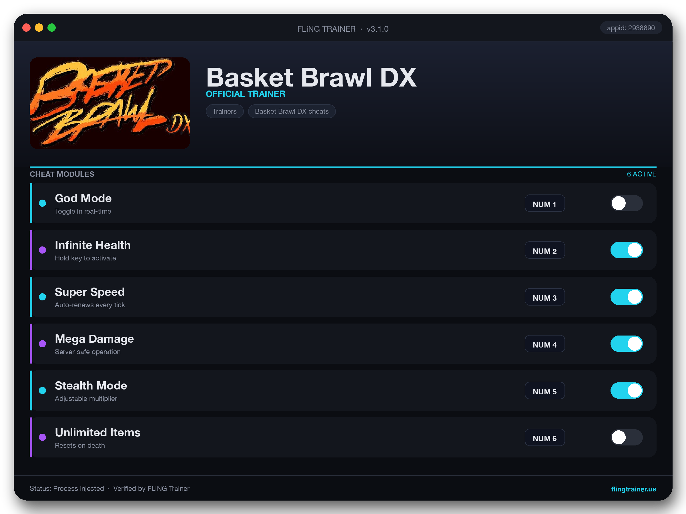 Basket Brawl DX Trainer interface