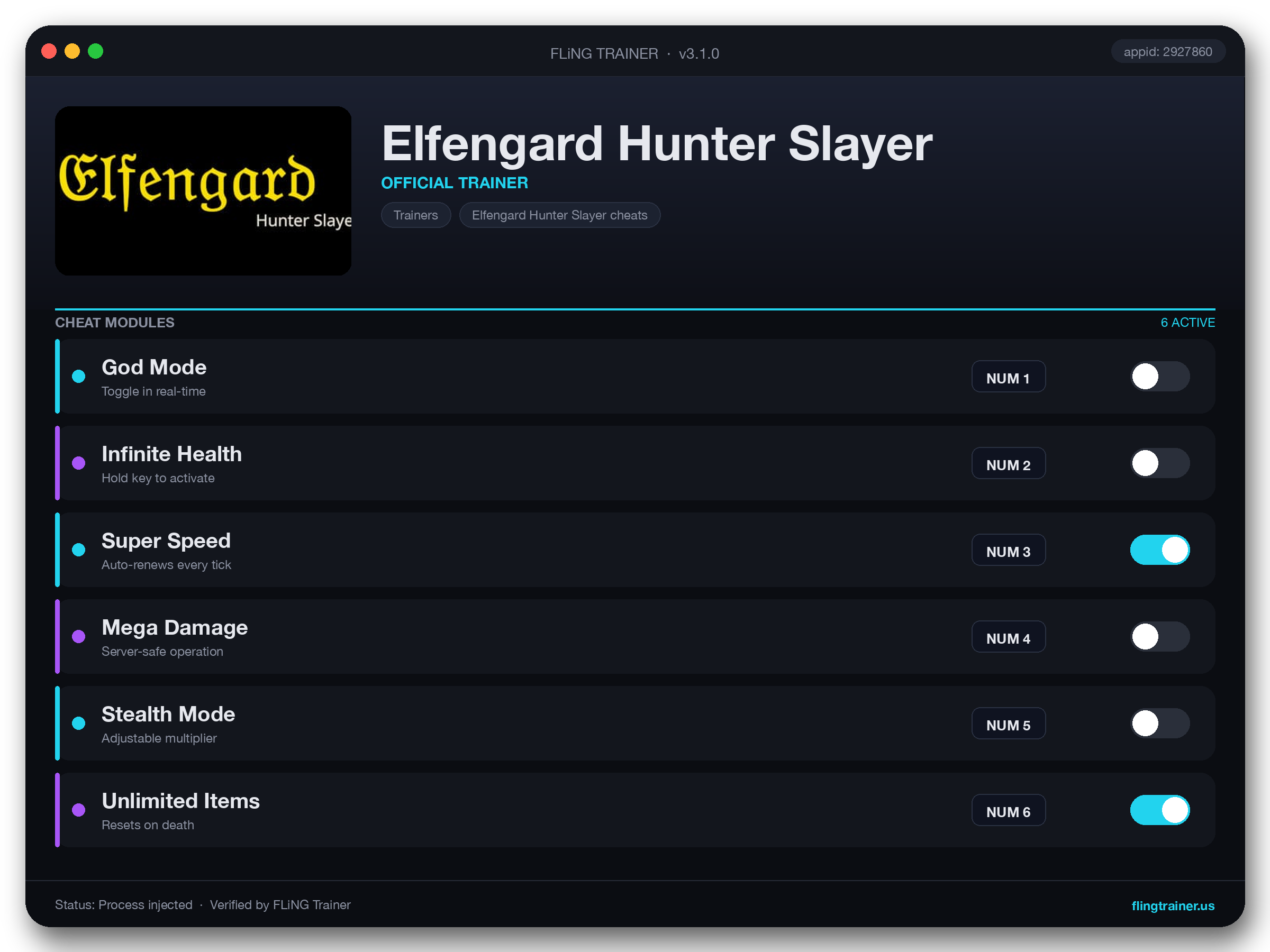 Elfengard Hunter Slayer Trainer interface