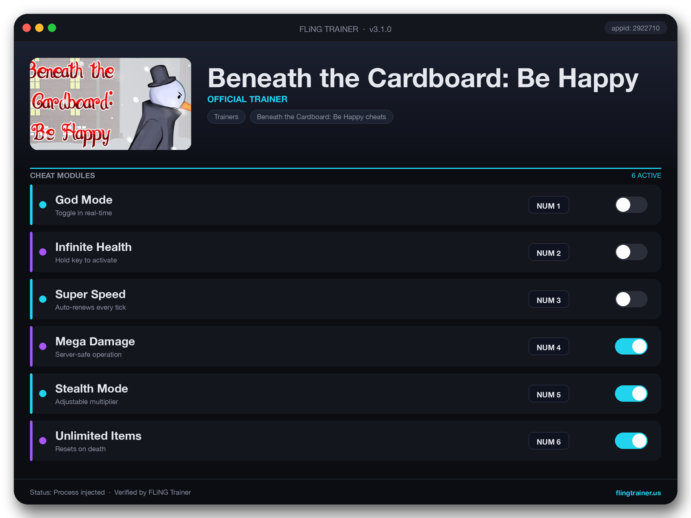 Beneath the Cardboard: Be Happy Trainer interface