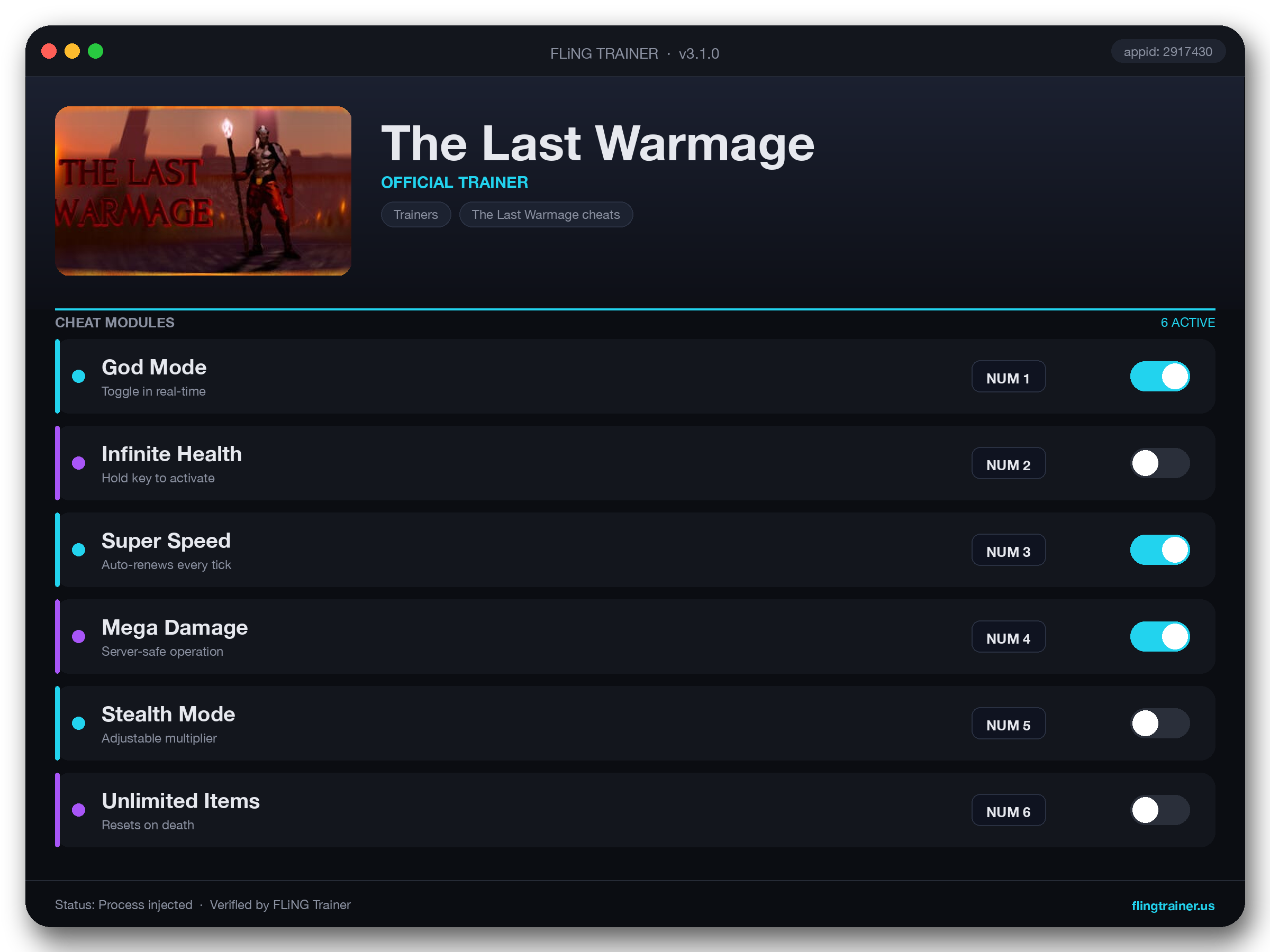 The Last Warmage Trainer interface