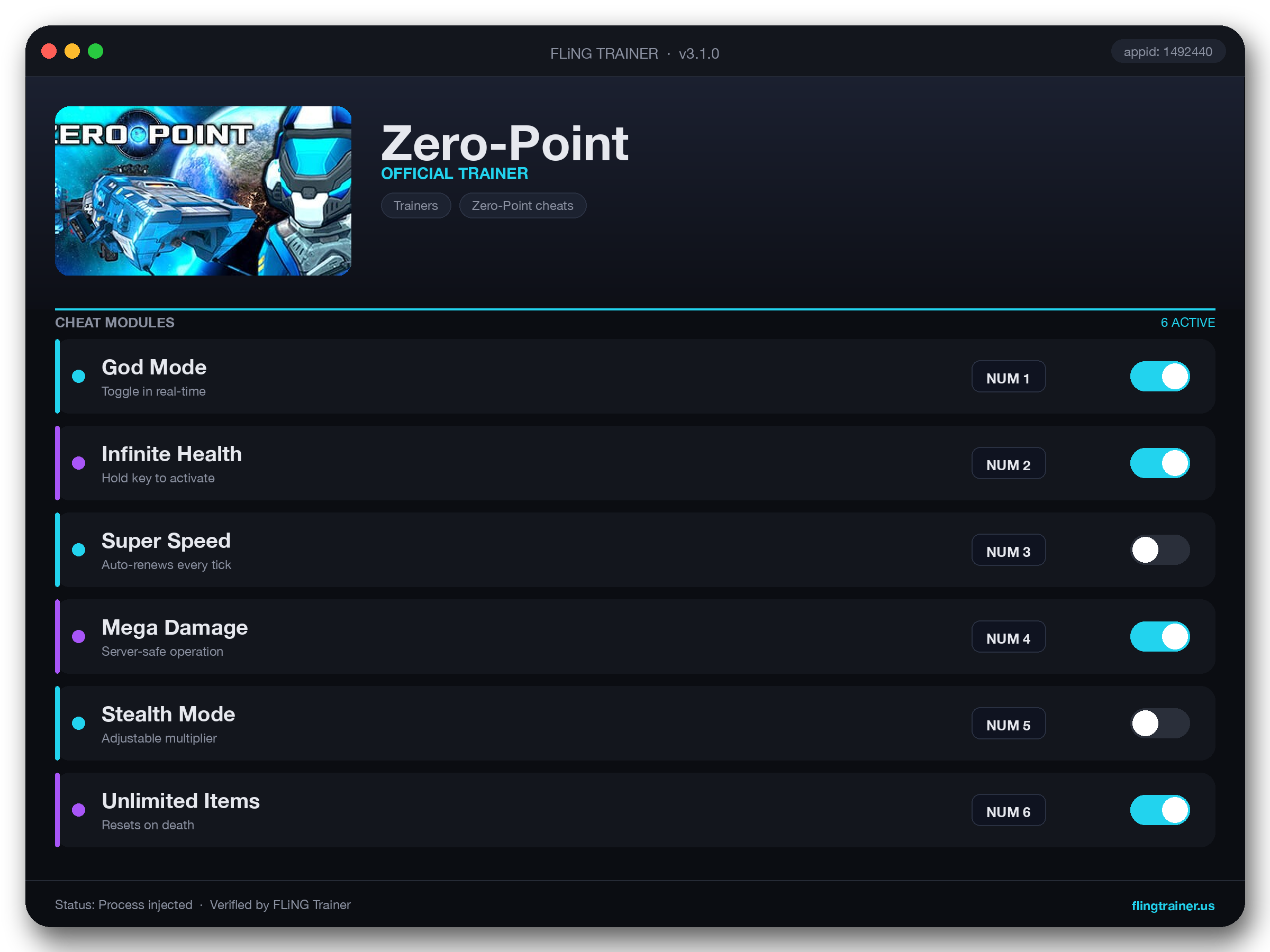 Zero-Point Trainer interface